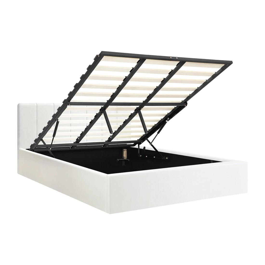 7 Oikiture King Bed Gas Lift Base With Storage Bed Frame
 - White, 7 of 10