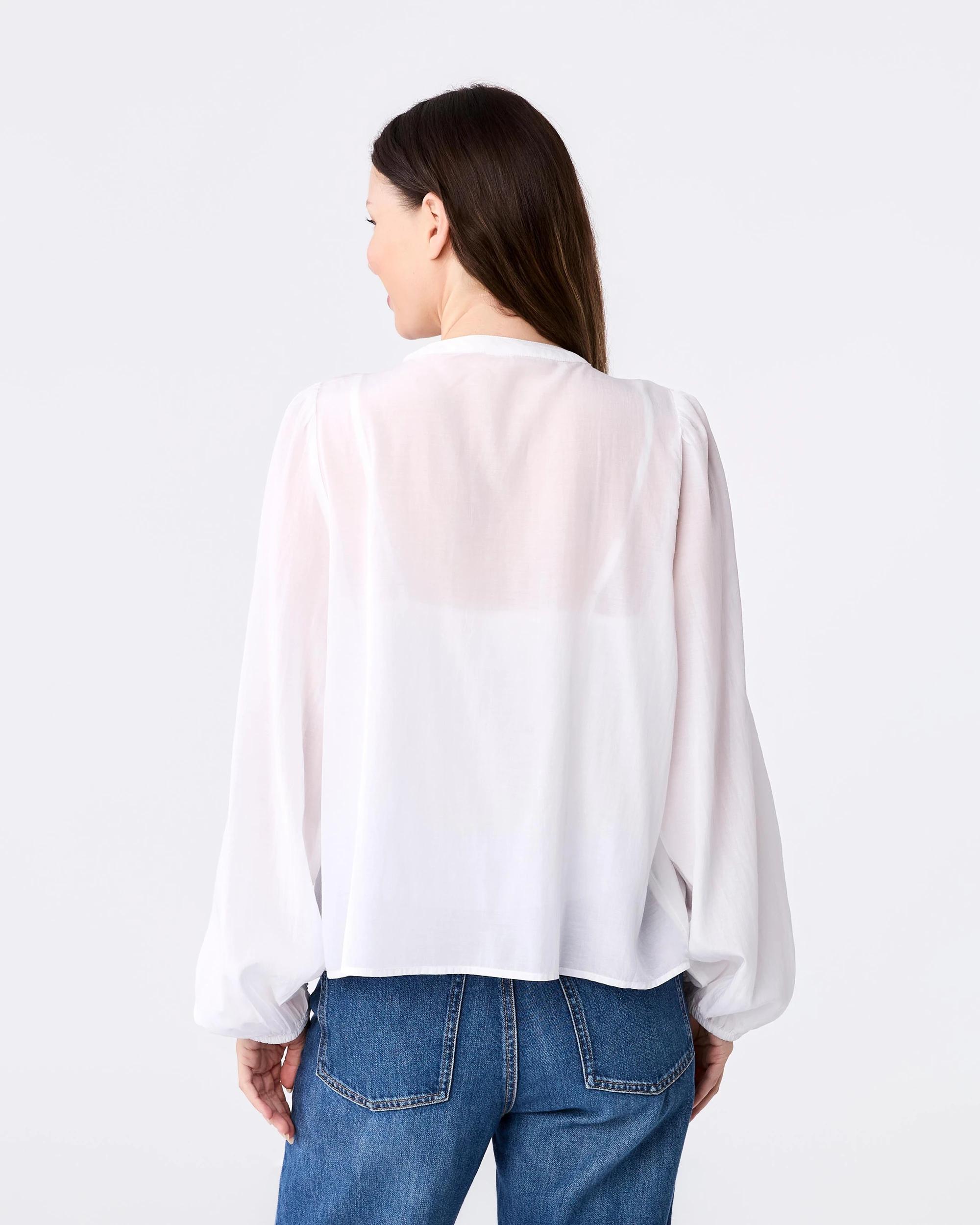 3 Long Sleeve Lace Trim Boho Top White, 3 of 5