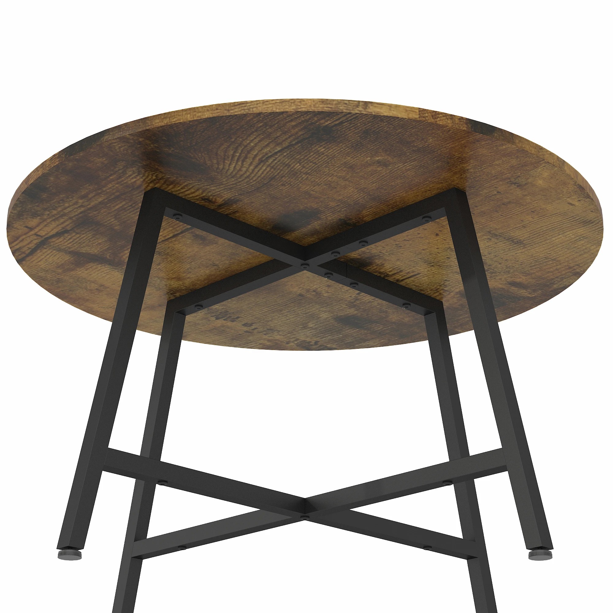 9 Advwin 73cm Round Coffee Table w/ Open Shelf - Brown, 9 of 9