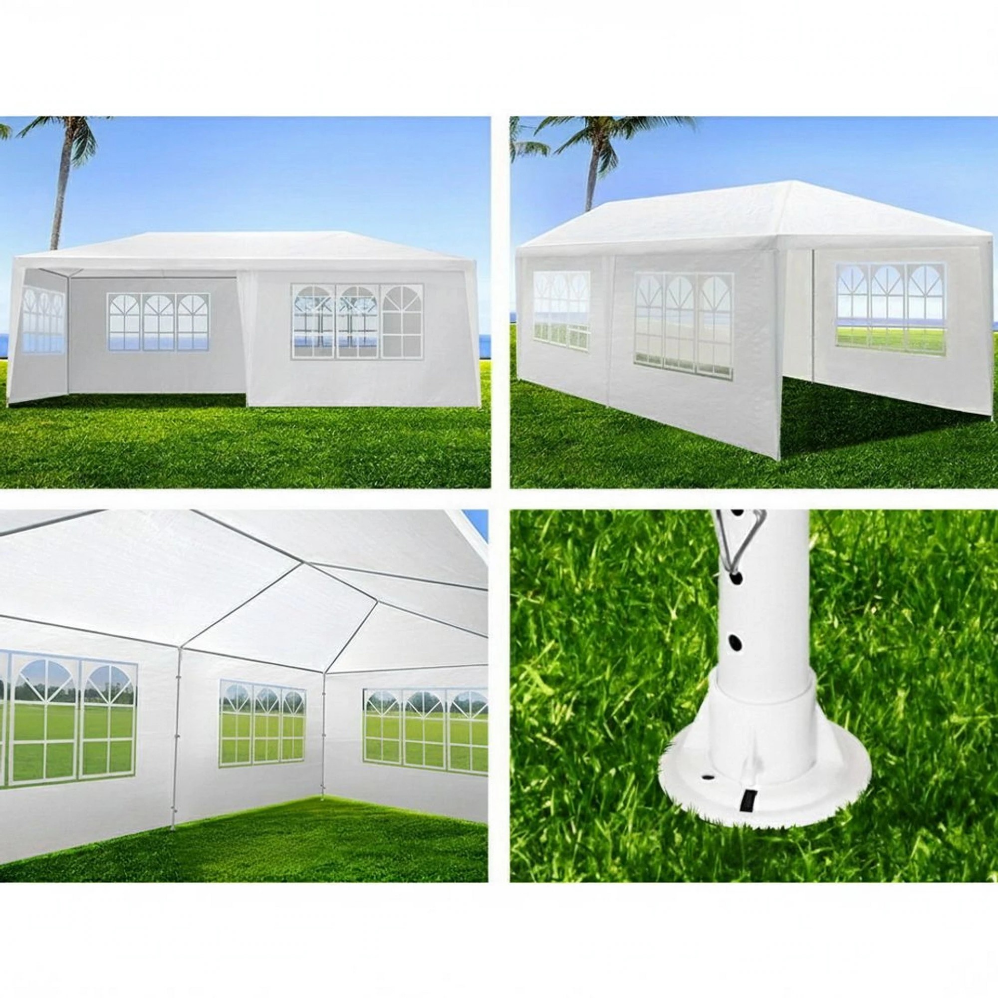 6 Instahut Gazebo  Marquee Wedding Party Tent Outdoor Camping Side Wall Canopy 4 Panel - White, 6 of 7