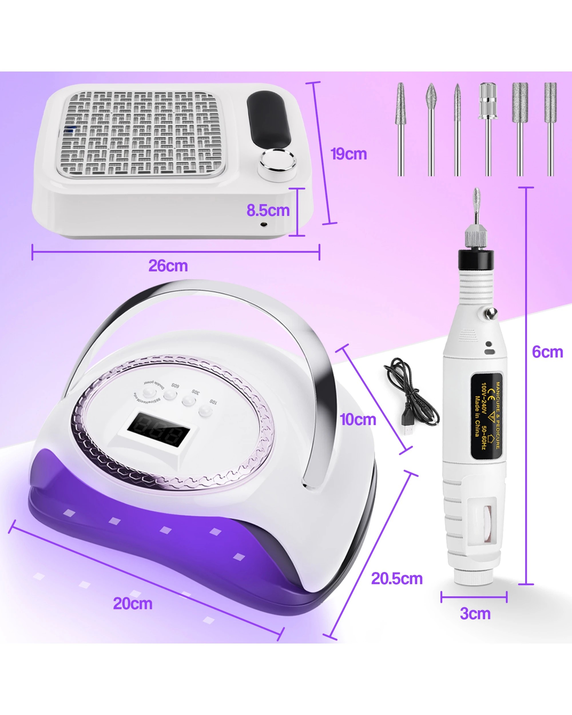 8 Advwin Professional 3-in-1 Nail Set: UV/LED Nail Lamp - White, 8 of 8