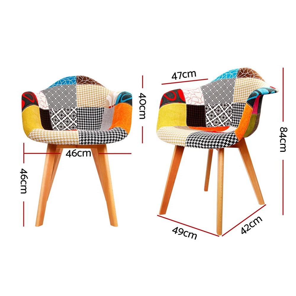 2 Artiss Dining Chairs Set of 4 Fabric Retro Replica DSW - Multi, 2 of 7