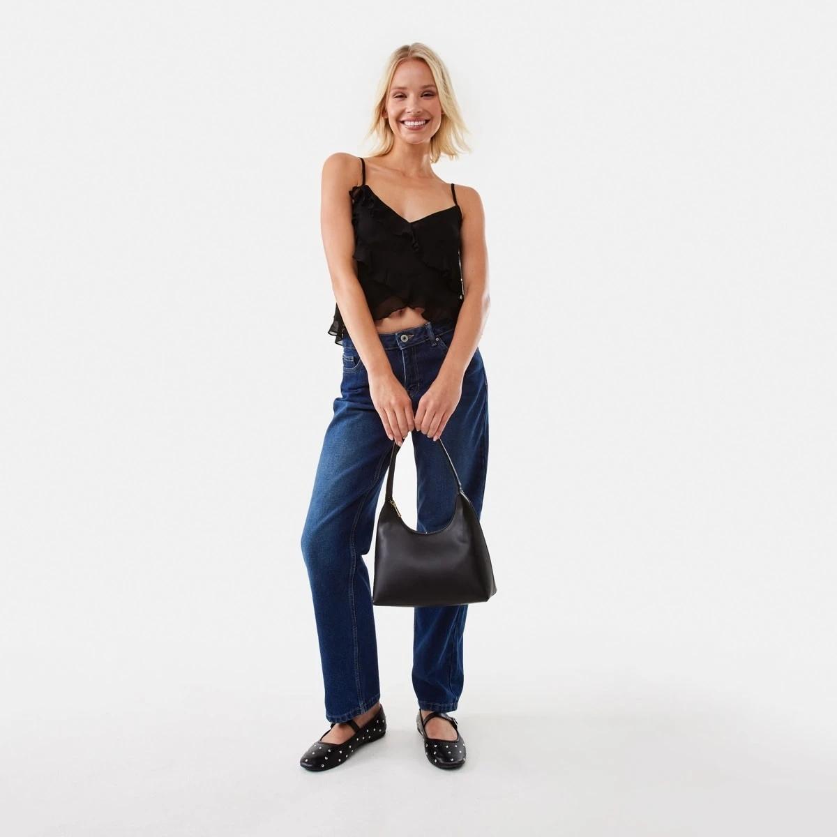 10 Sleeveless Asymmetrical Ruffle Cami Black, 10 of 10