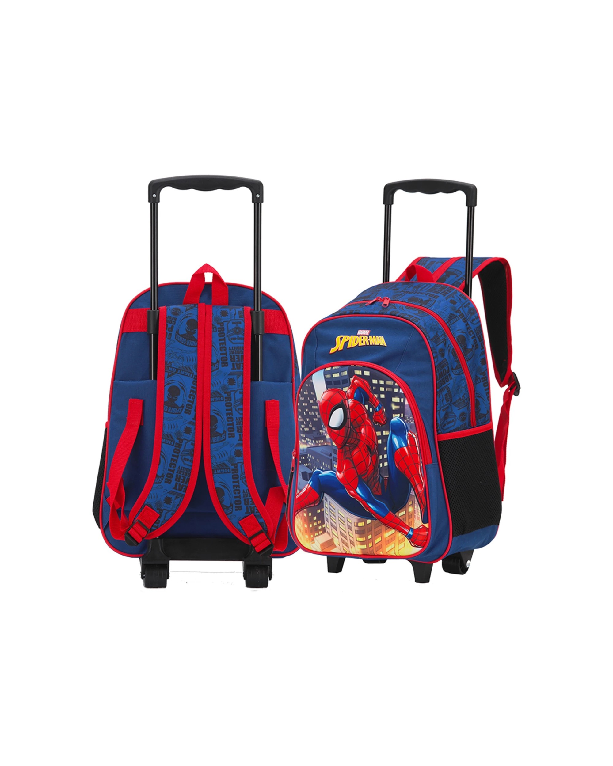 2 Marvel Spiderman 17 Inch Trolley Backpack Kids Children Bag With Wheels - Blue, 2 of 3