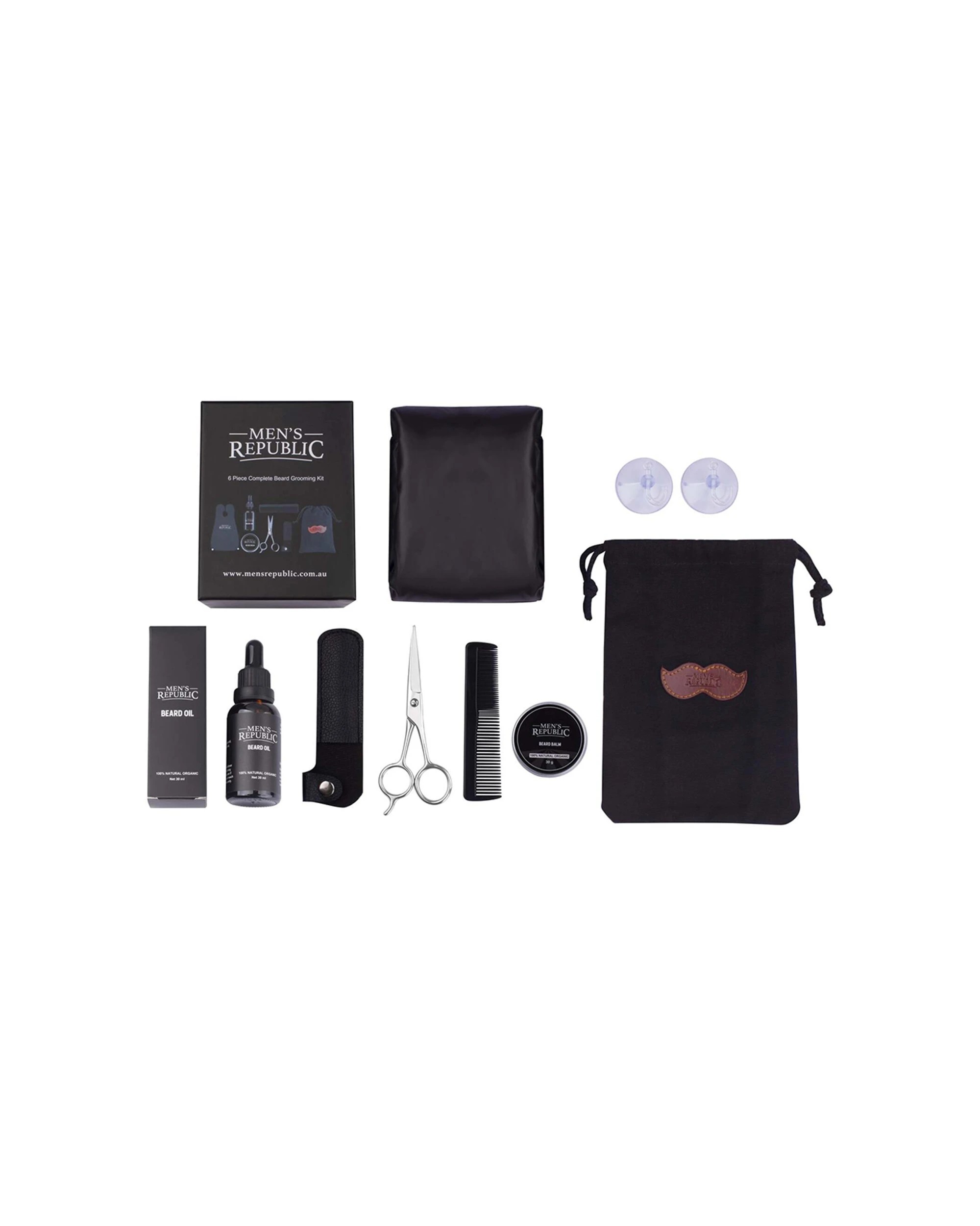 6 Mens Republic 6Pc Beard Grooming Kit With Bag And Apron Complete Grooming Set For Men - Brown, 6 of 8