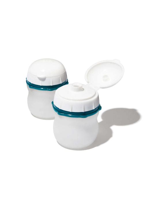 OXO Prep and Go Silicone Squeeze Bottles 2pc Leak Proof Wide Mouth Stable Base Silicone Kitchen Tools Gadgets - White