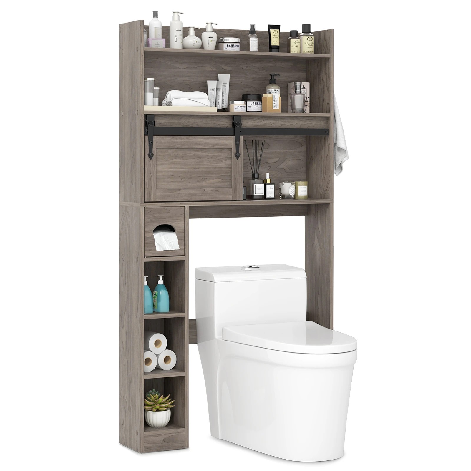 5 Costway Over the Toilet Bathroom Storage Cabinet Space-Saving Cupboard, 5 of 5