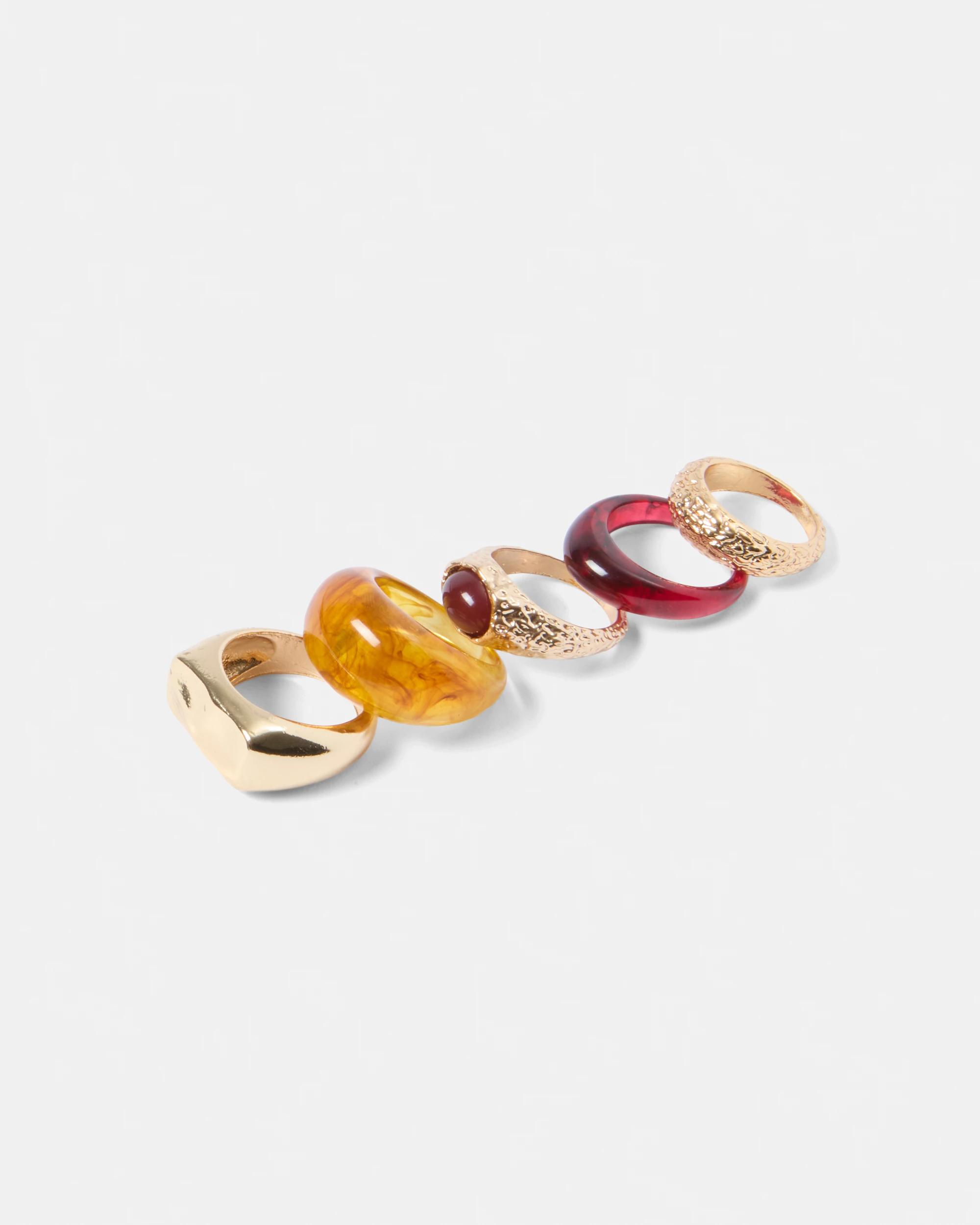 1 5 Pack Acrylic Stone Rings Gold, 1 of 4