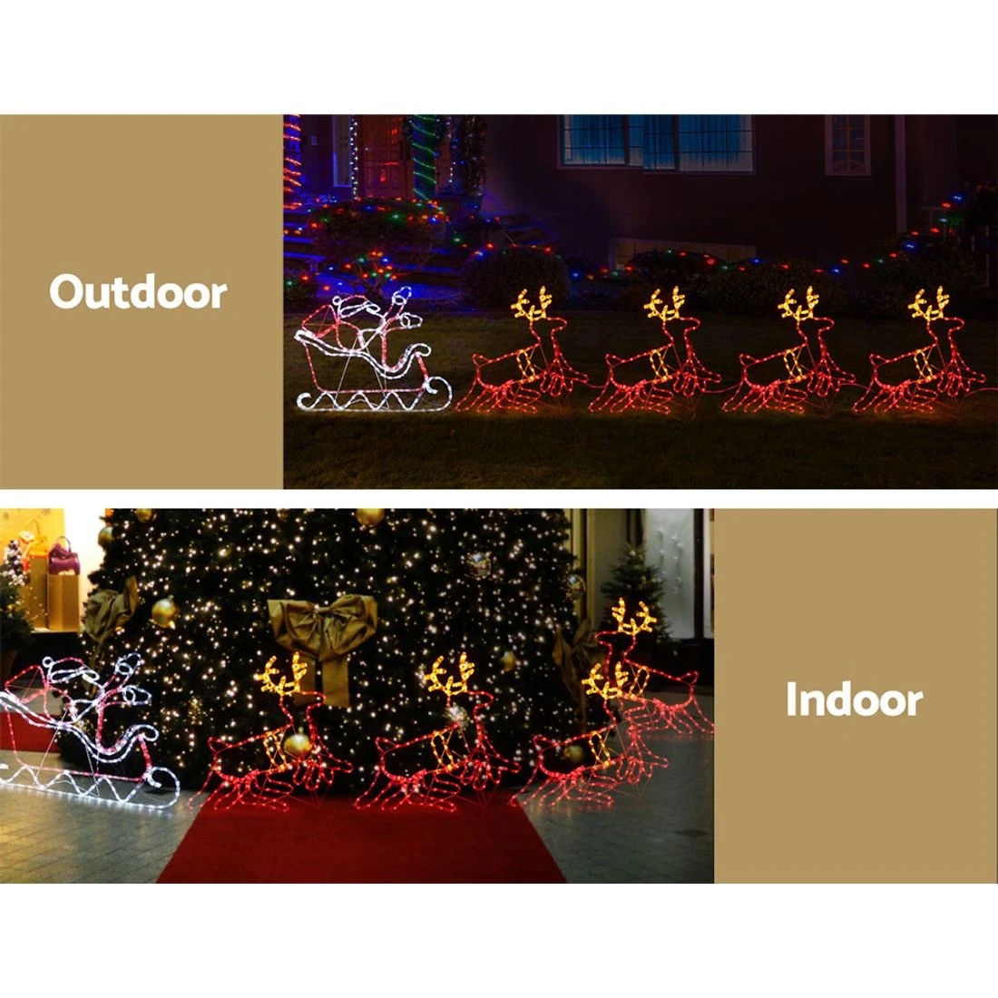 6 Jingle Jollys Christmas Lights Reindeer Sleigh 806 LED Decorations - Multi, 6 of 7