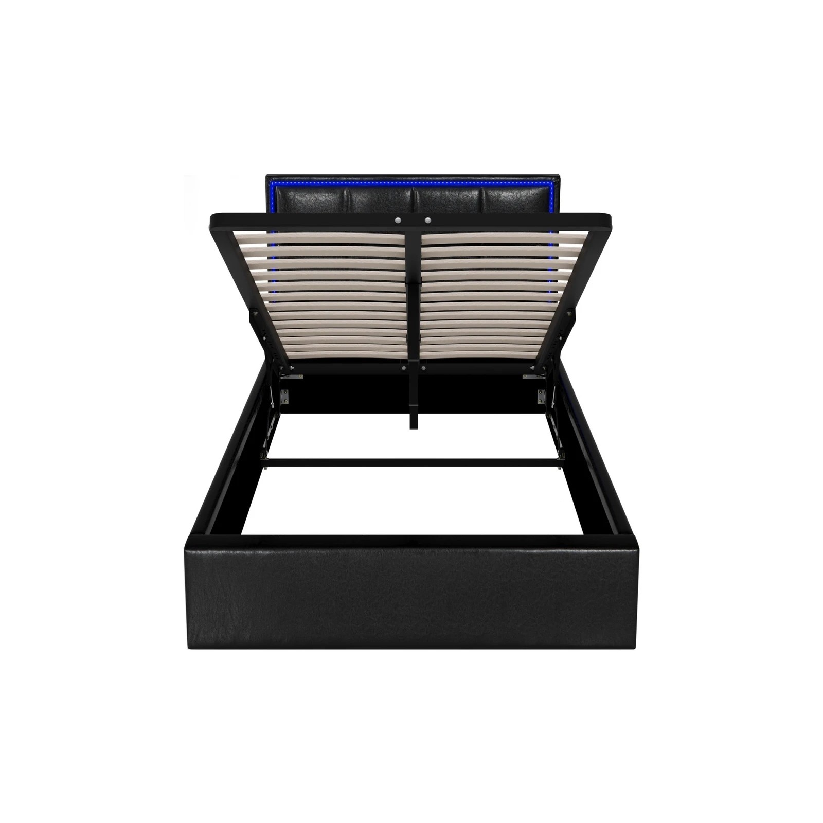 6 Oikiture Bed Frame King Single Size RGB LED Gas Lift Storage Base Leather - Black, 6 of 9