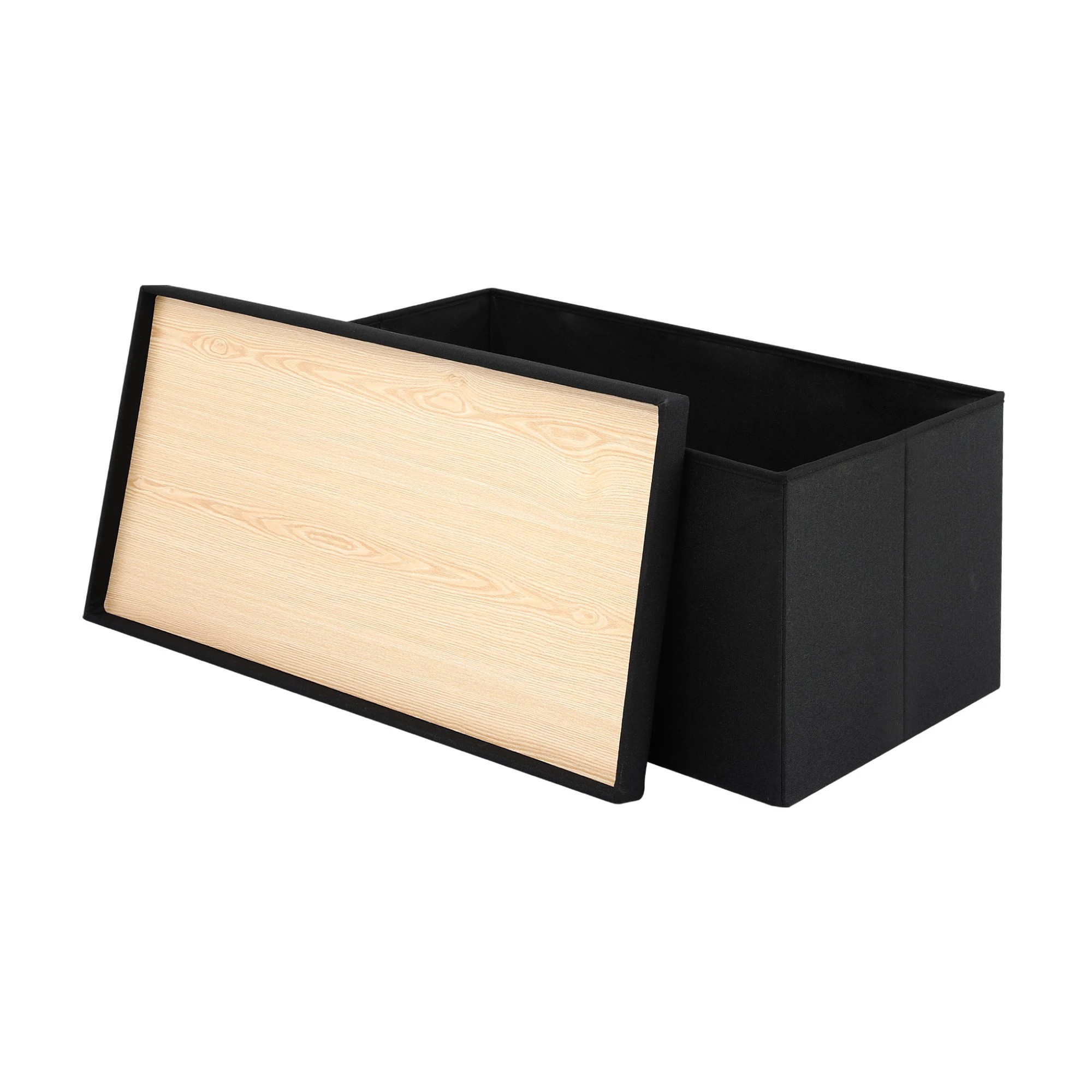 3 Artiss Storage Ottoman Bench Folding Blanket Box Toy Organiser Foot Stool - Black, 3 of 7