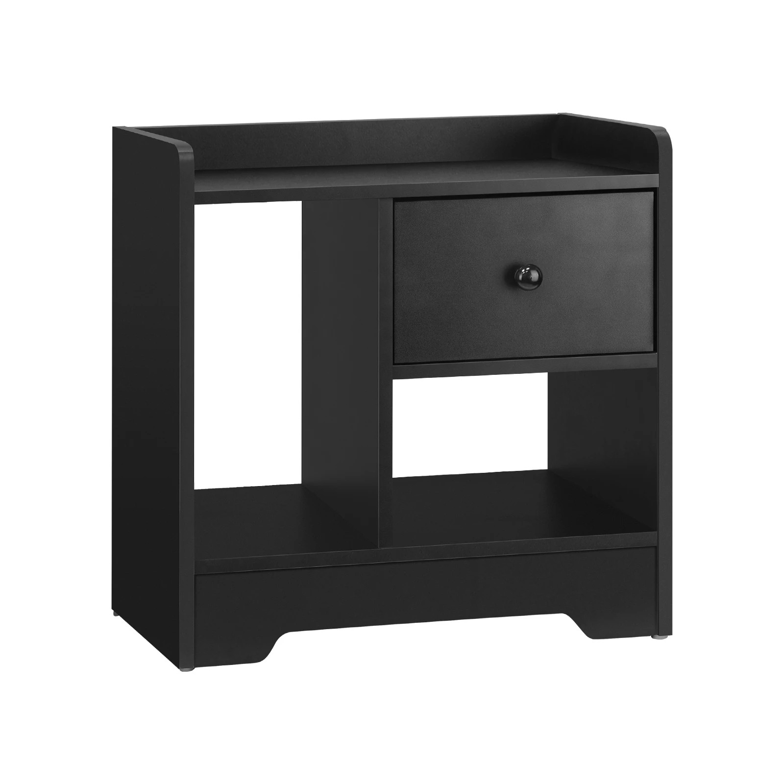 1 Oikiture Bedside Tables Side Table Nightstand Storage Drawer Shelf
 - Black, 1 of 10