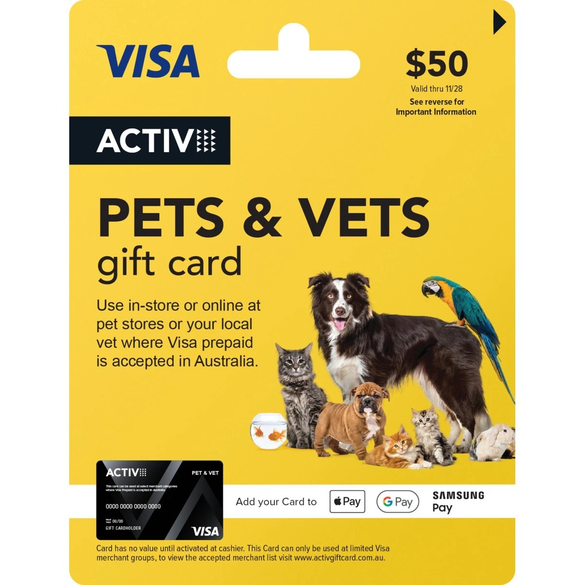 1 Activ VISA Pets and Vets $50 Gift Card