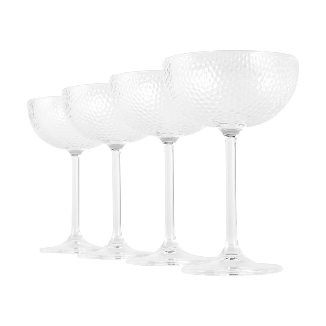 1 4 Clear Acrylic Hammered Coupe Glasses, 1 of 5