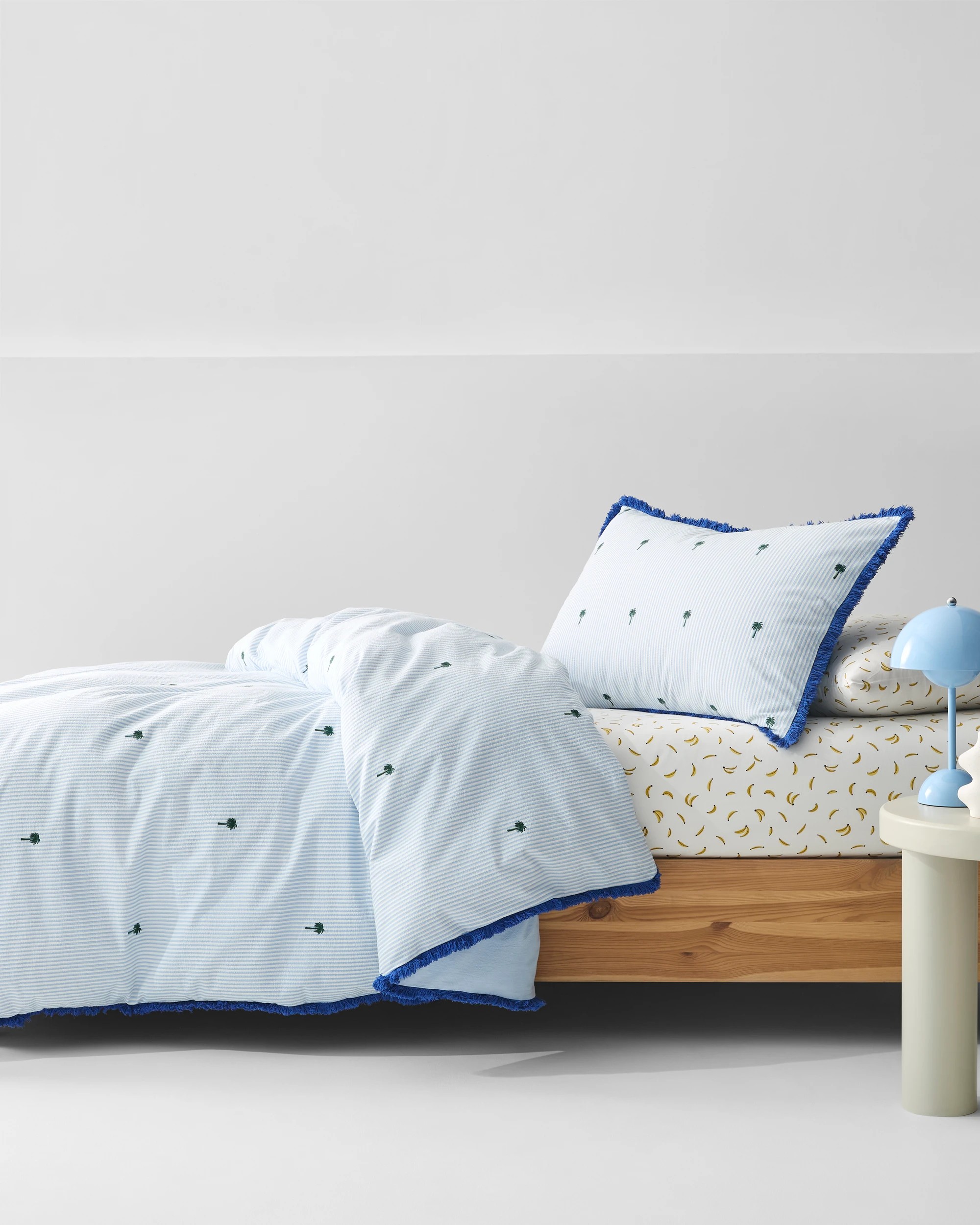 1 Target Bailey Embroidered Palm Cotton Quilt Cover Set - Double Bed - Blue, 1 of 7