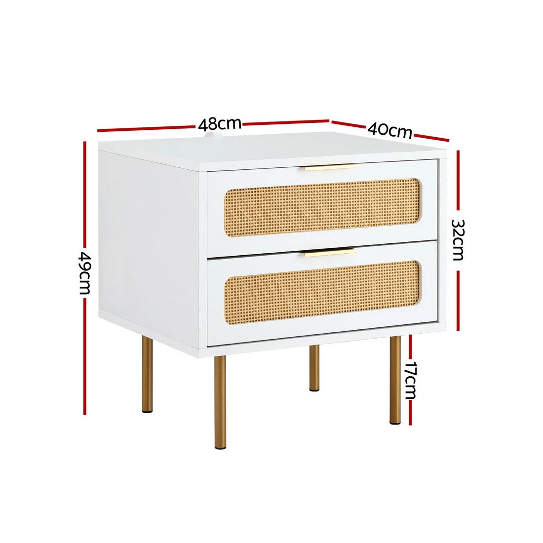 2 Artiss Rattan Bedside Table 2 Drawers Pine - Multi, 2 of 6