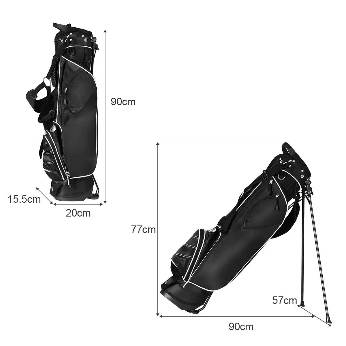 2 Costway Portable Golf Stand Cart Bag w/4 Way Dividers Double Shoulder Straps 4 Pockets, 2 of 2