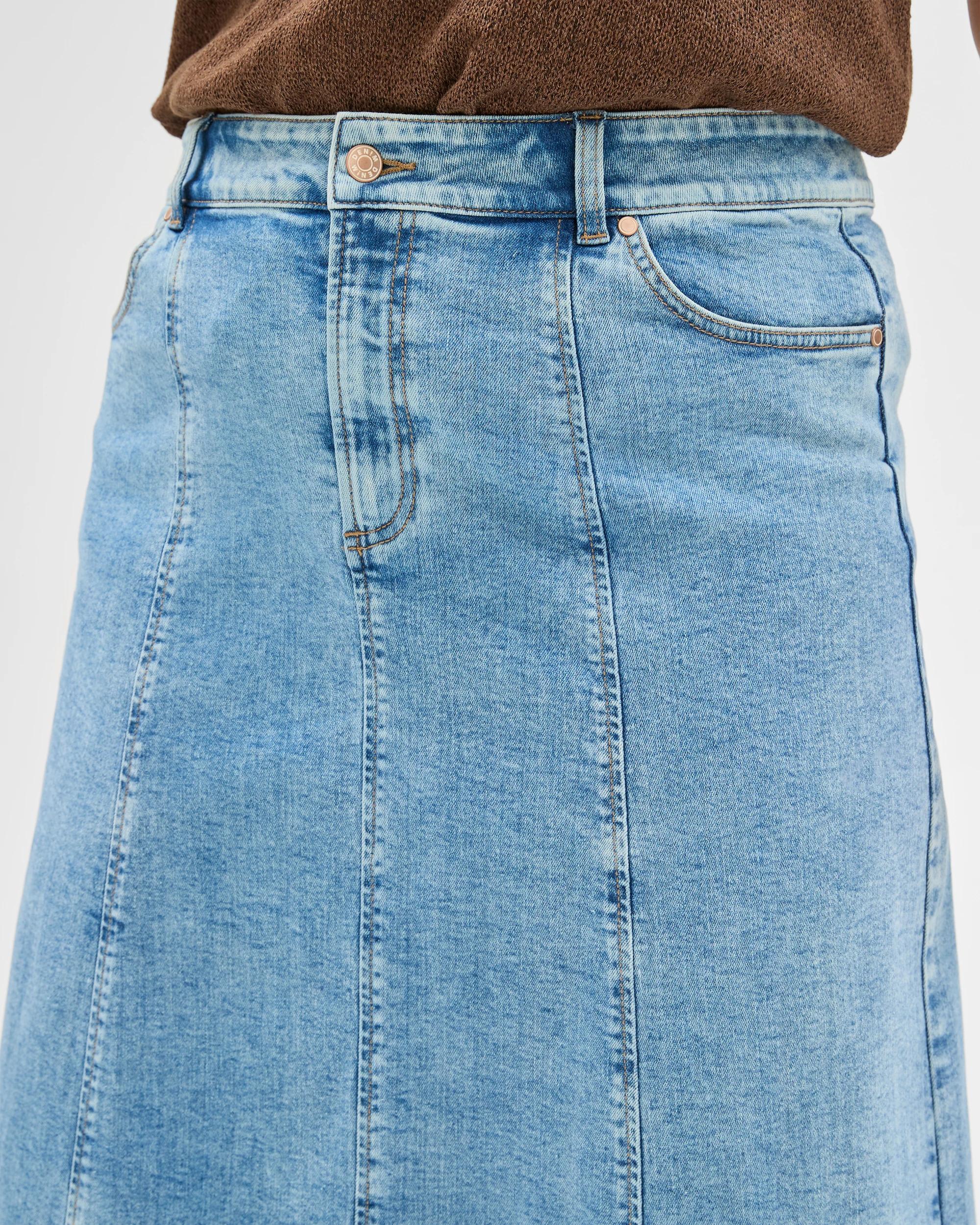 4 Target Plus Size Panelled Denim Midi Skirt ERA BLUE, 4 of 6