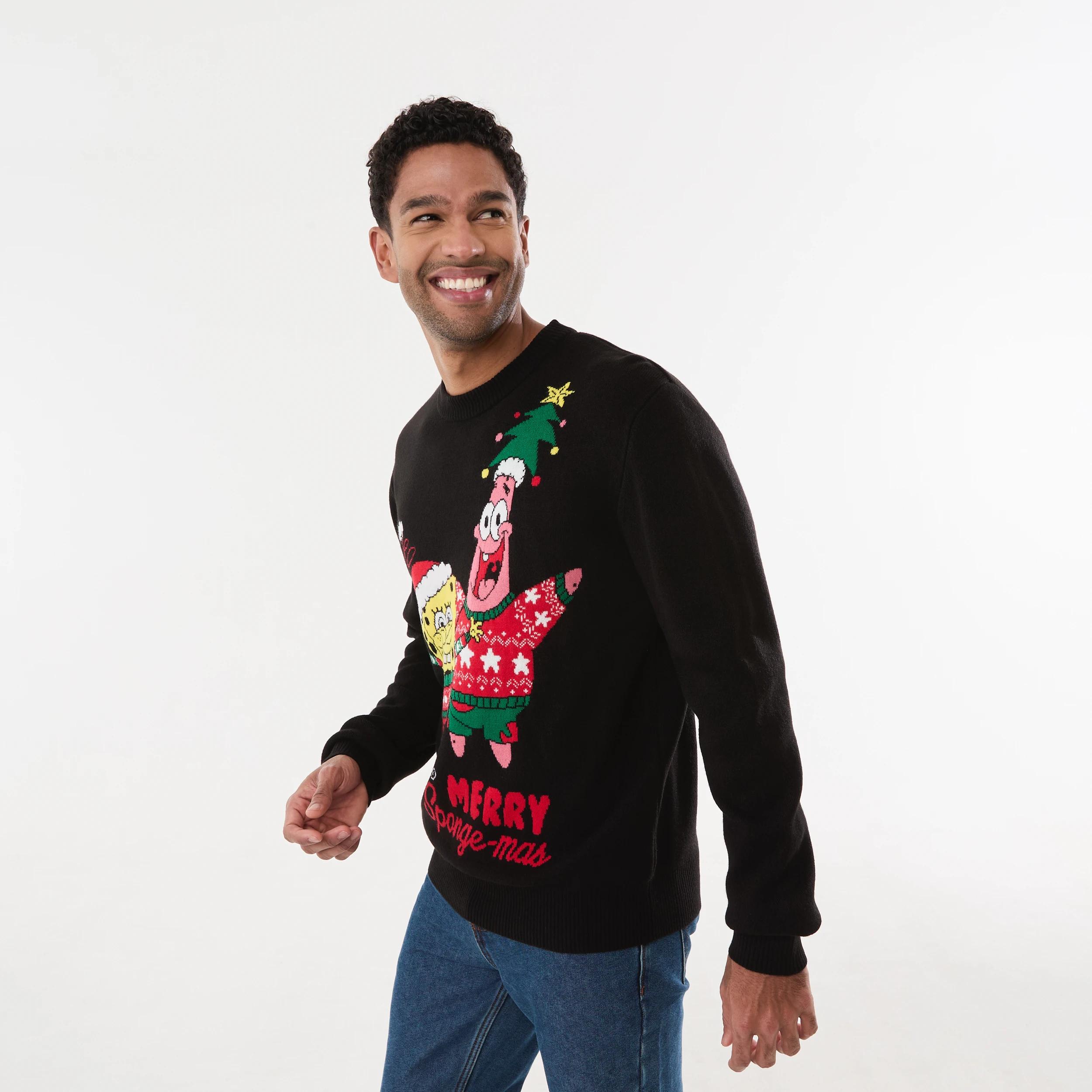 2 Christmas SpongeBob License Sweater BLACK, 2 of 5