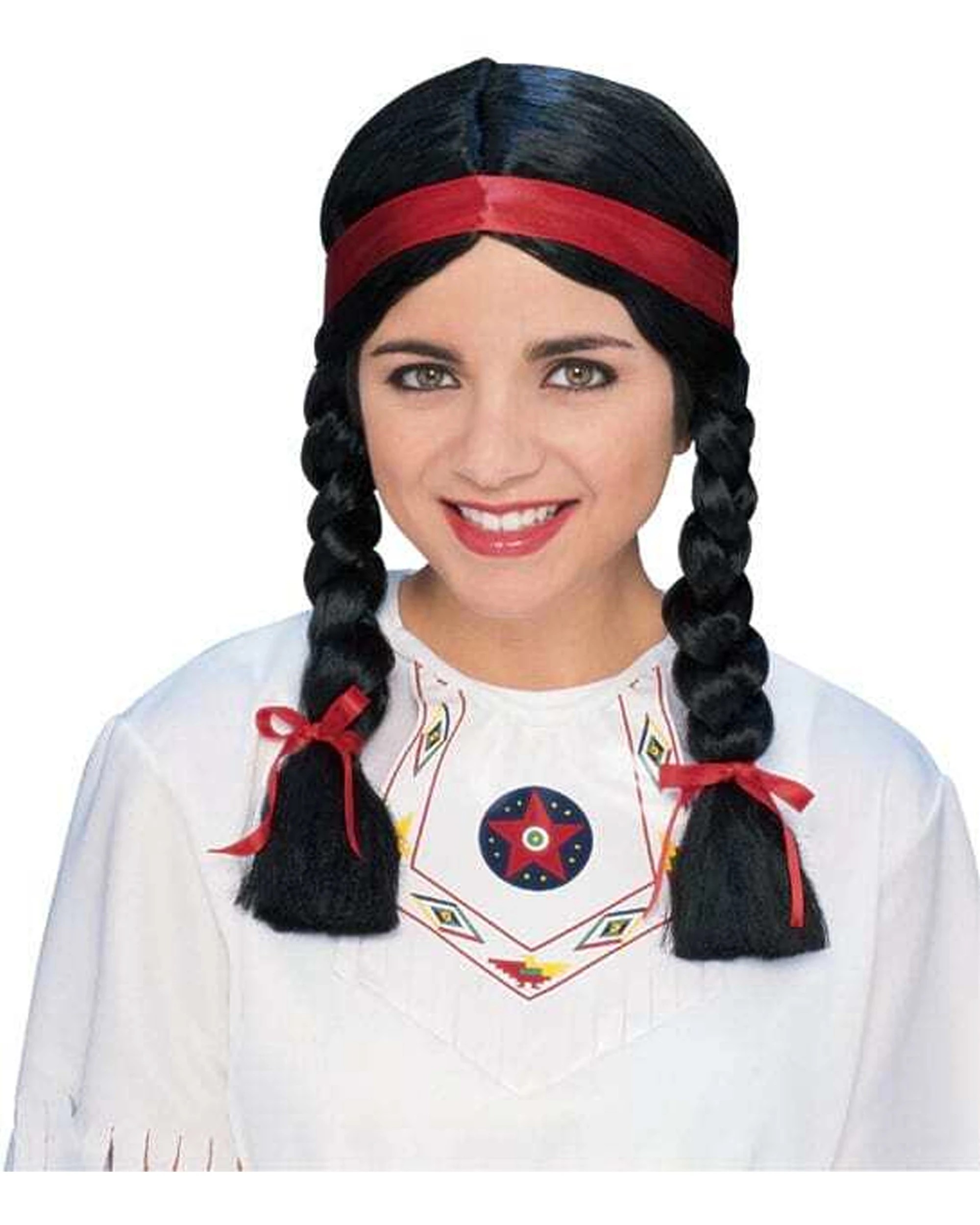 1 Rubies Native American Indian Female Adult Wig Plait Hair Costume Accessory - Black, 1 of 2