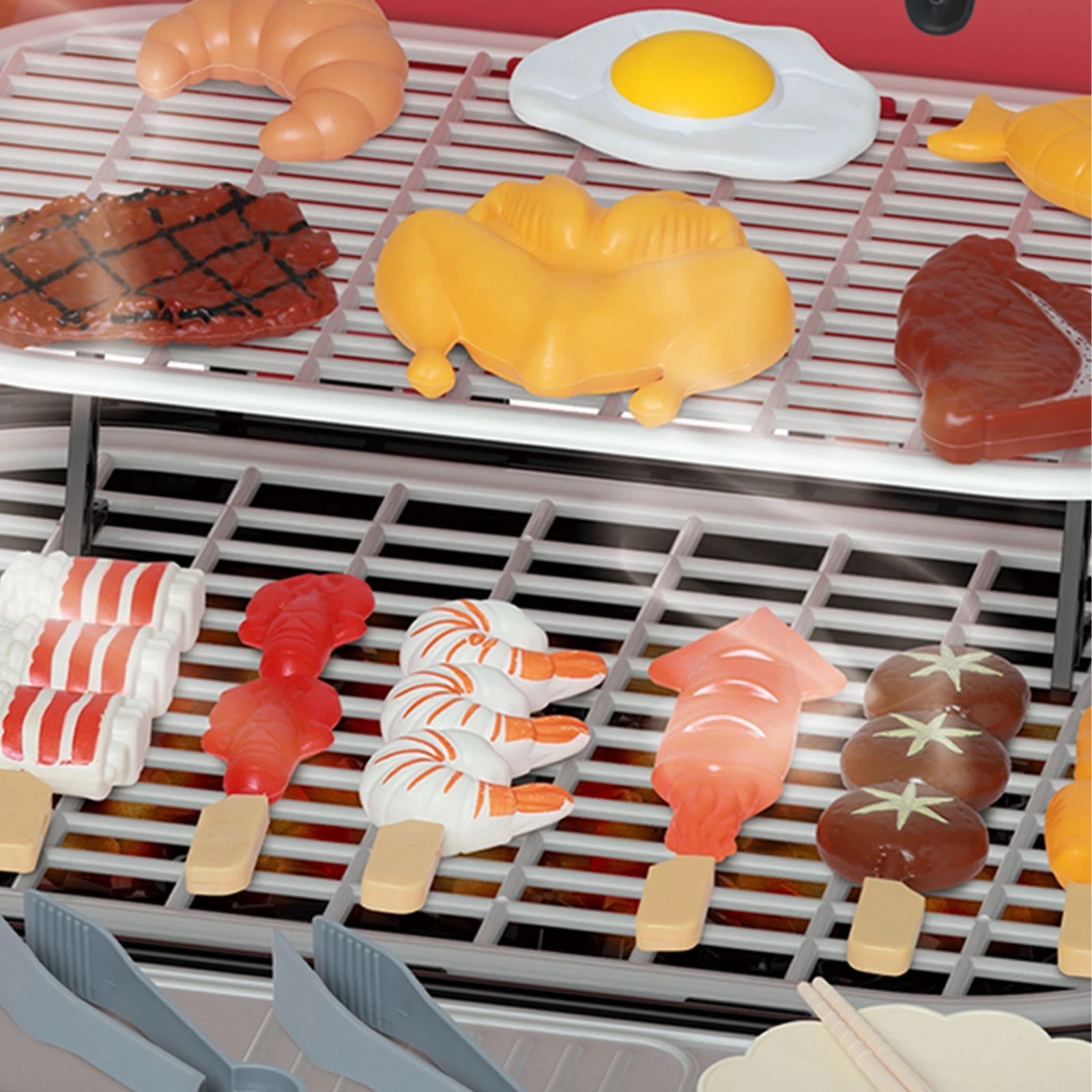 4 Ausway Kids Pretend BBQ Toy Grill Playset 68Piece Outdoor Barbecue Cooking Toy Set, 4 of 6