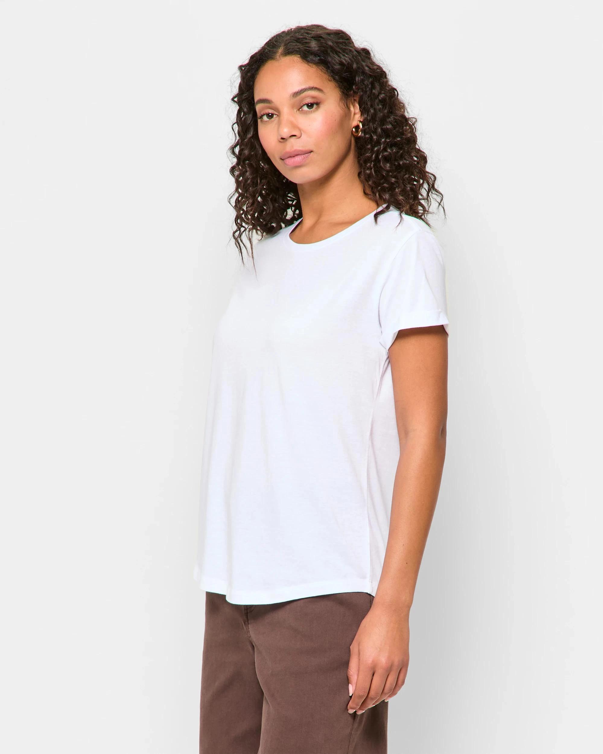 3 Target Cotton/Modal Relaxed Crew T-Shirt WHITE, 3 of 5