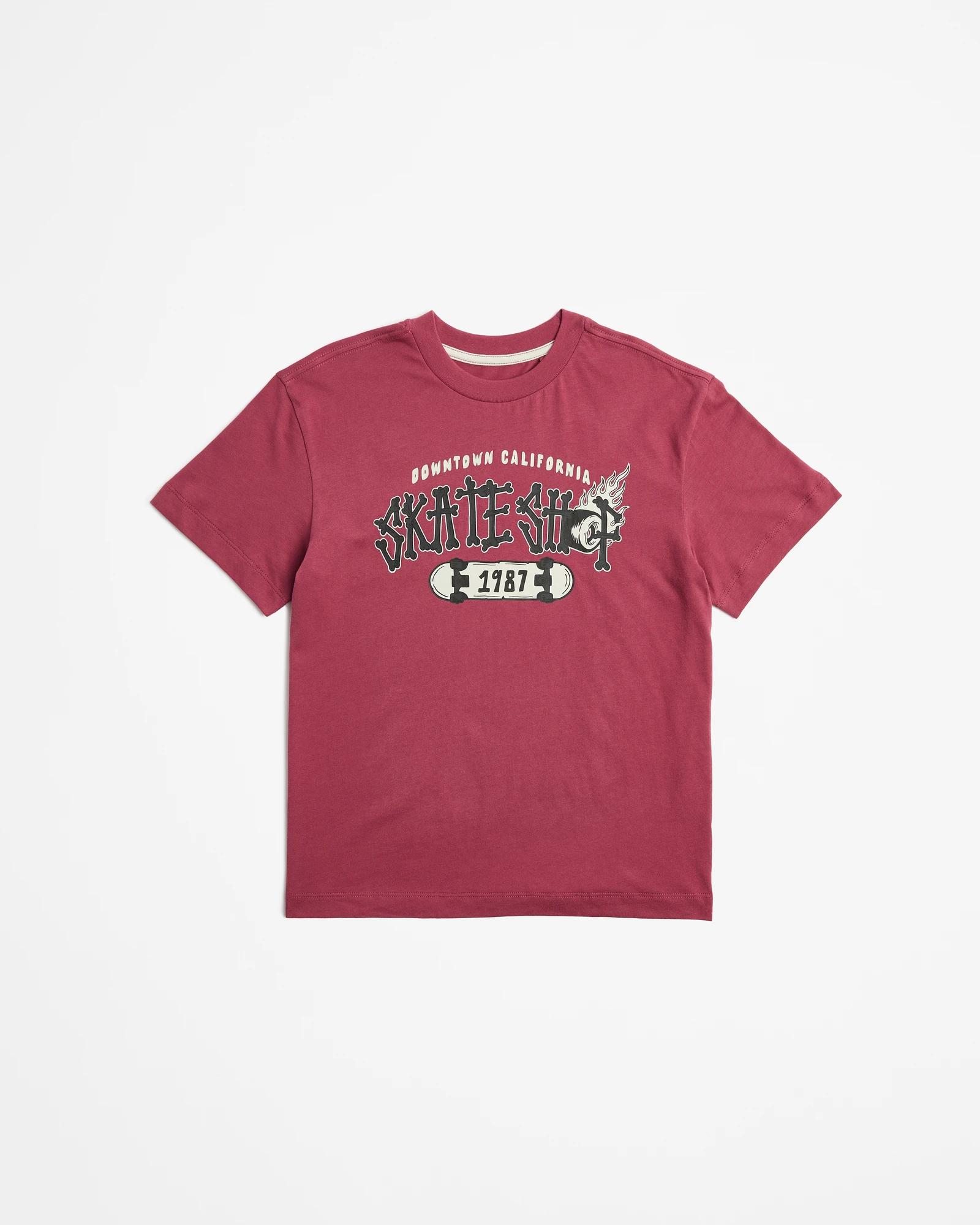 1 Target Australian Cotton Loose Fit Print T-shirt MAROON SKATE, 1 of 3