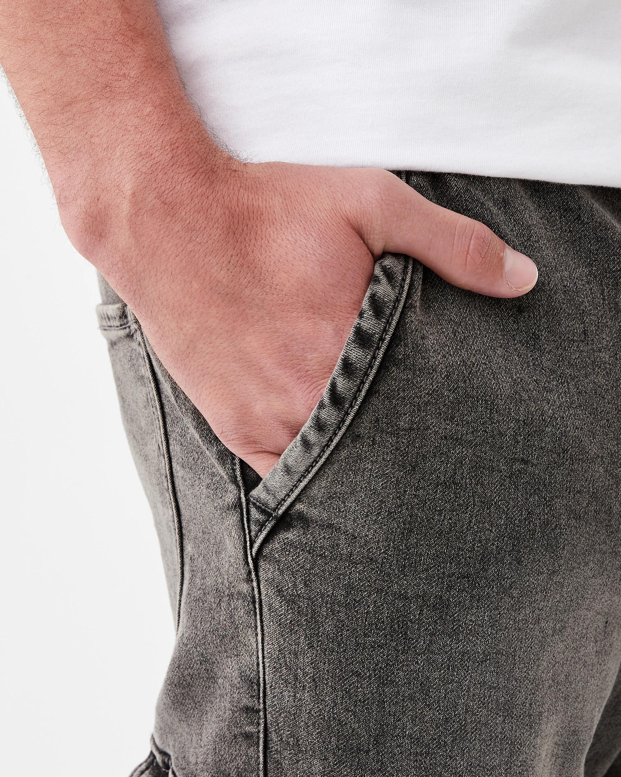 5 Cuffed Denim Joggers Grey Wash, 5 of 7