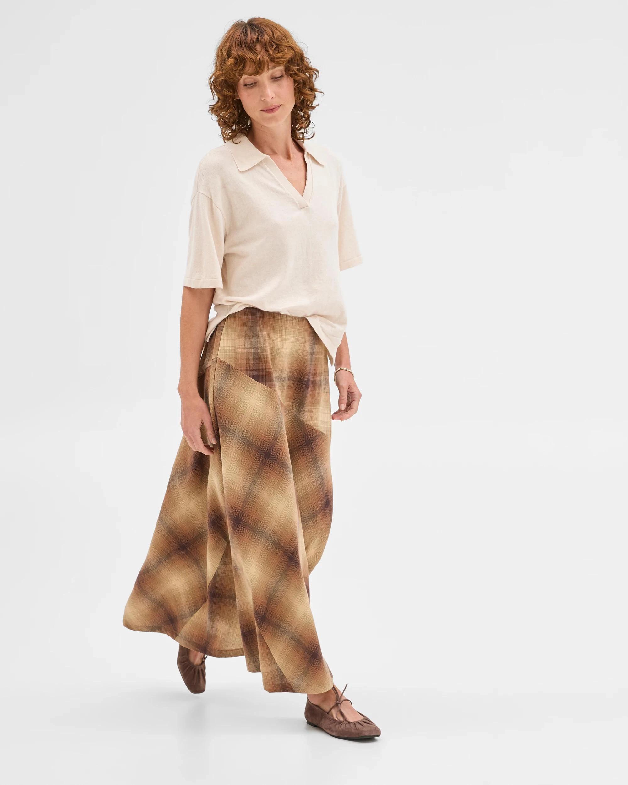 1 Target Woman Australian Cotton Blend Check Midi Skirt SOFT CHECK, 1 of 7