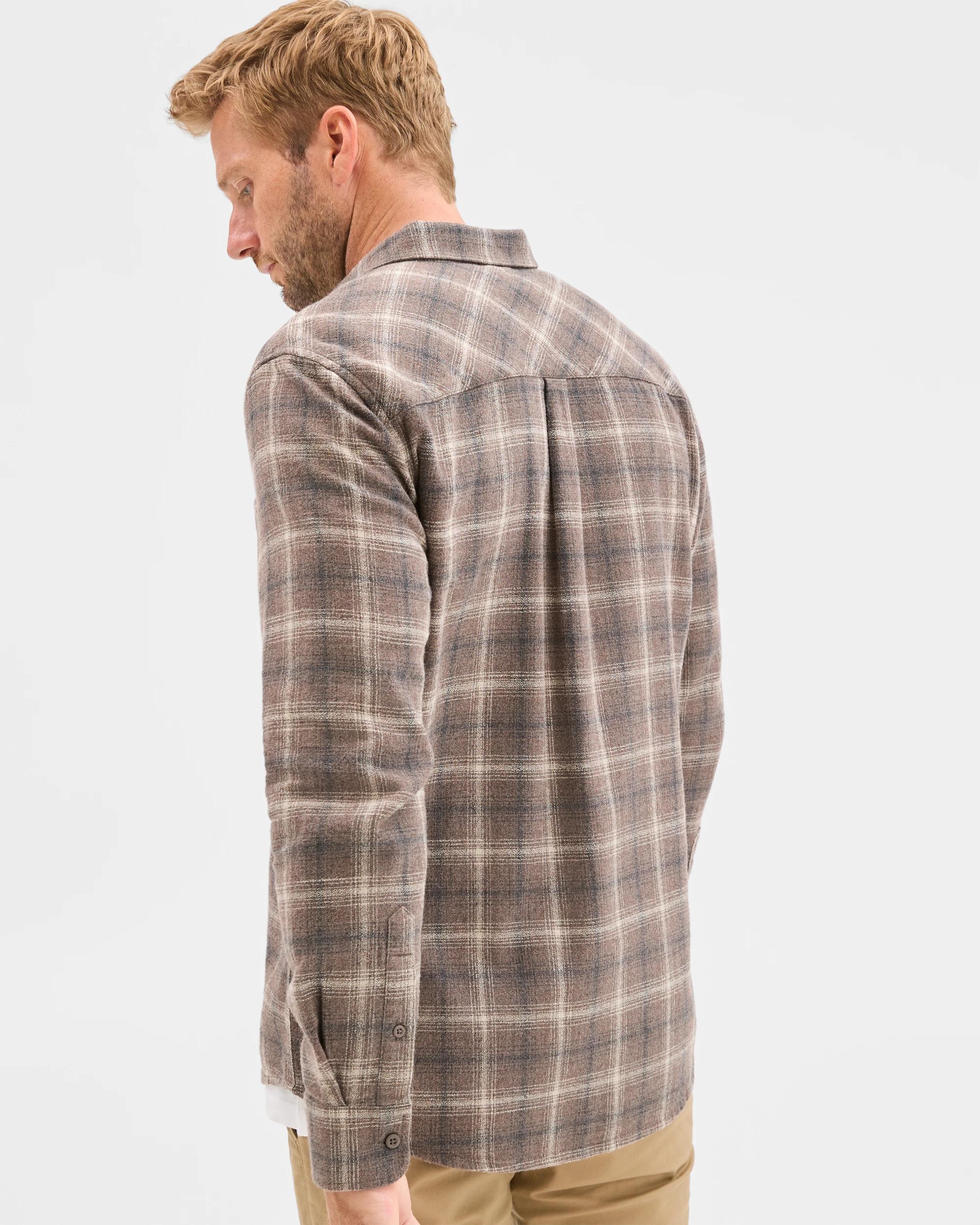 5 Target Man Long Sleeve Brushed Check Shirt CHOCOLATE, 5 of 5