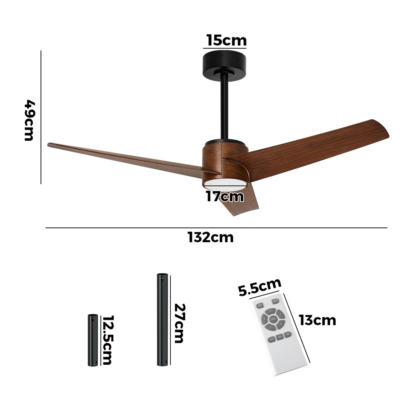 2 Vevare 132cm DC Ceiling Fan with LED Light 5 Speed, 2 of 10