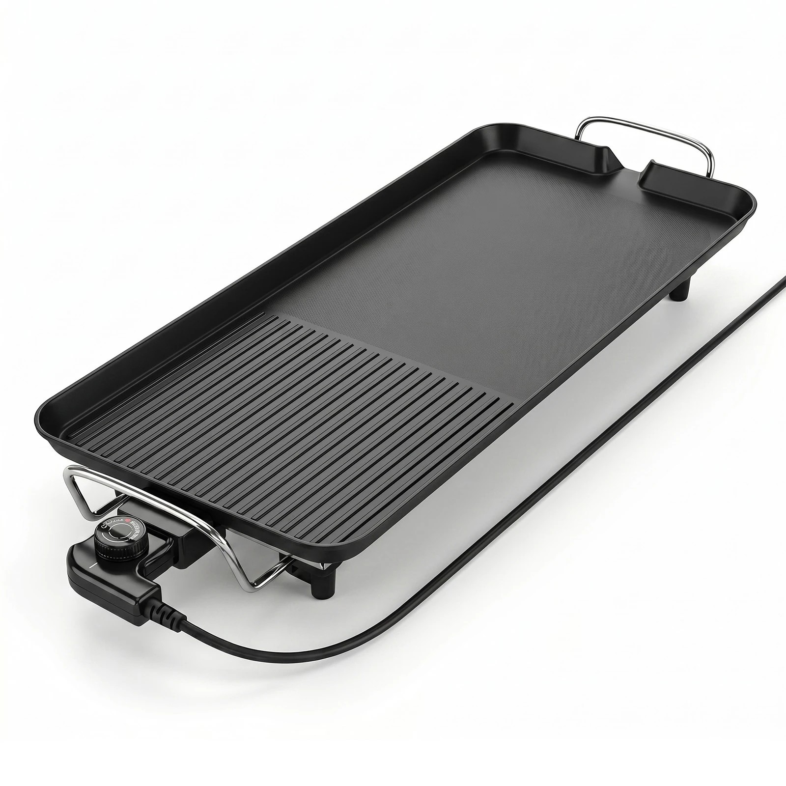 1 Yopower 70cm Electric Grill with Ribbed & Flat Surface - Black