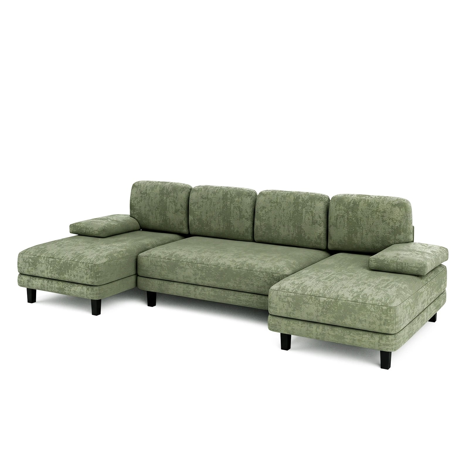 9 Advwin Sectiona Sofa 4-Seat Chenille Fabric U Shape Couch 280cm - Green, 9 of 9