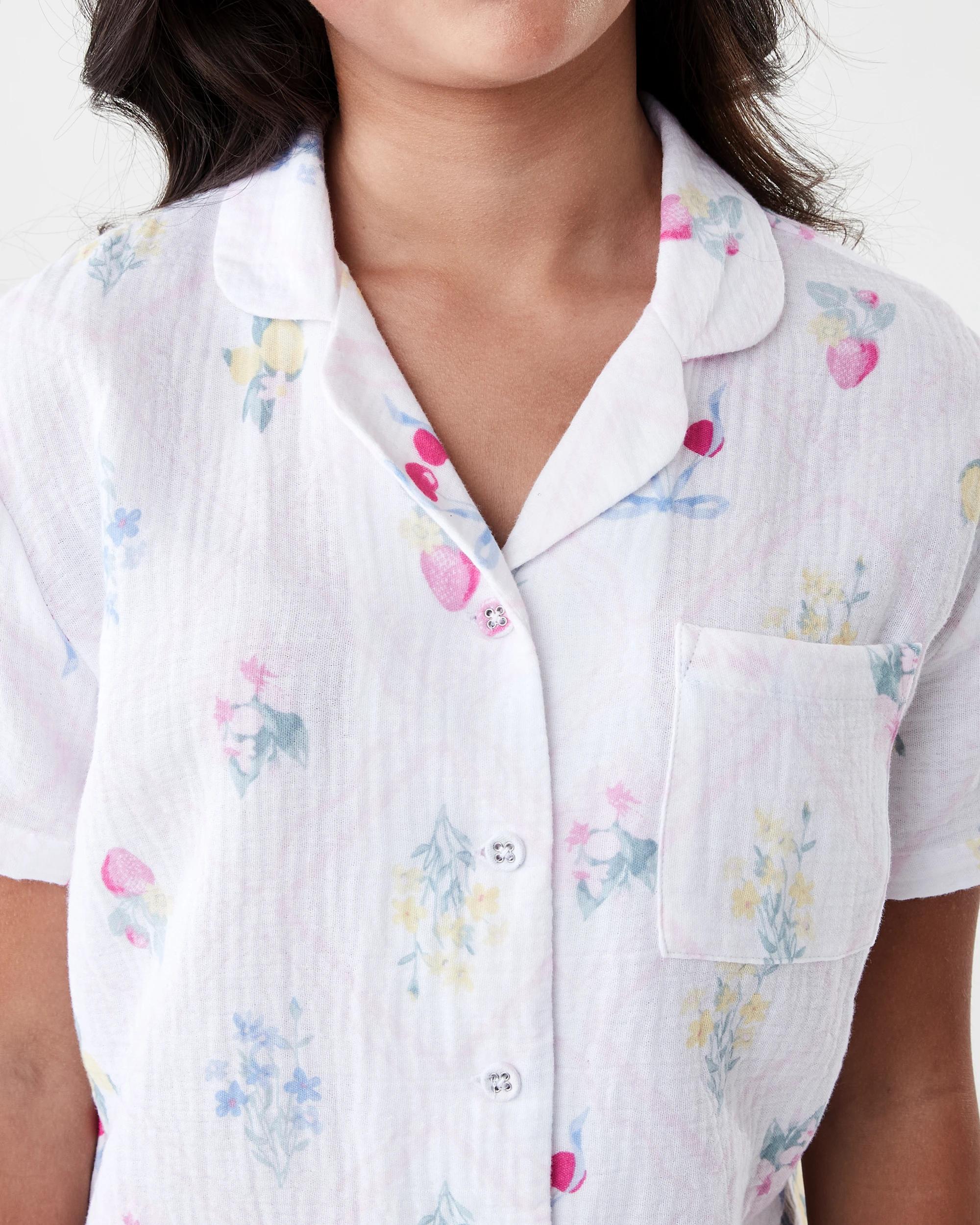 4 Short Sleeve Woven Pyjama Set PATCHWORK FRUIT, 4 of 9