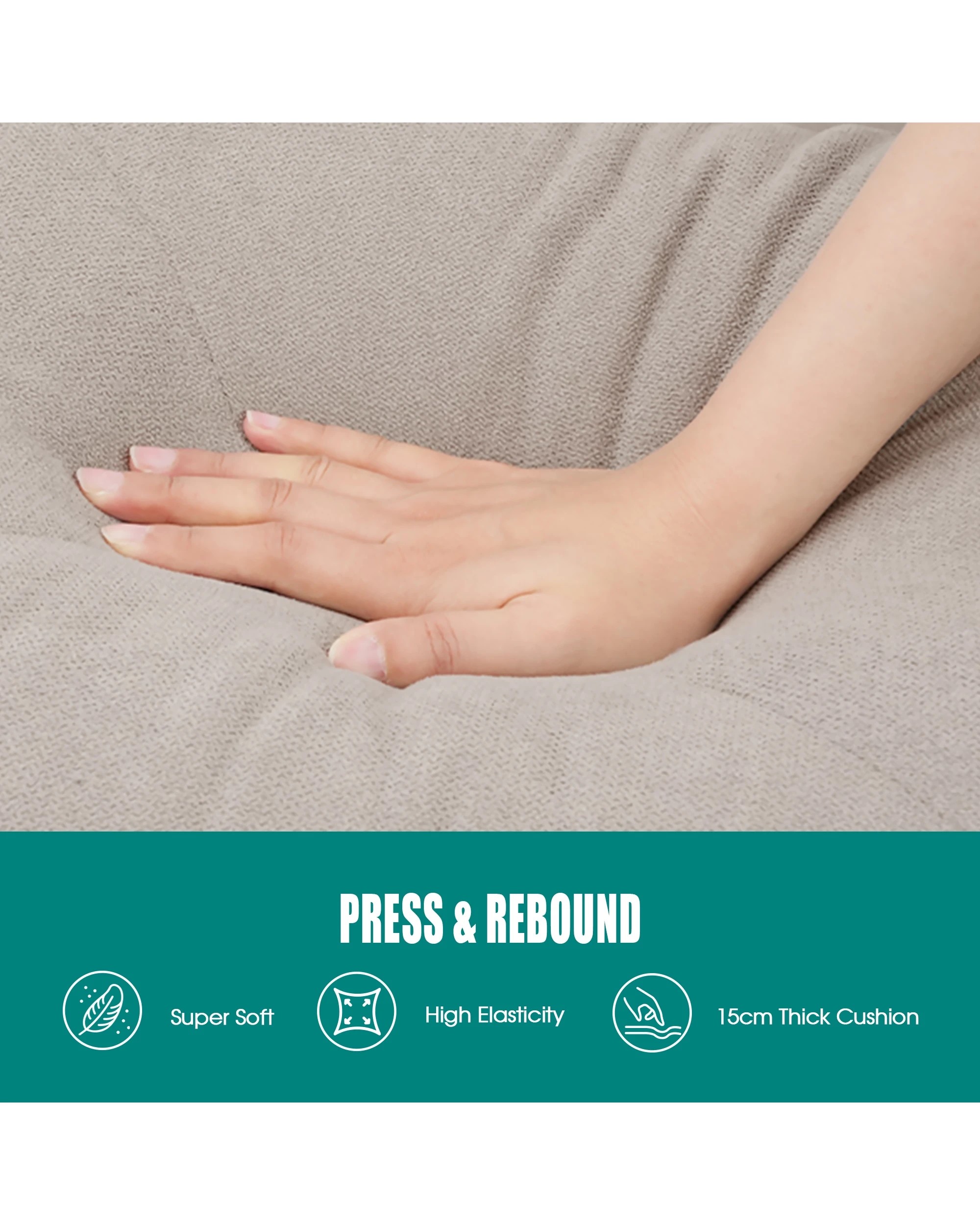 7 Advwin 3 Seater Sofa Modular Lounge Chaise Set Corner Couch W/ Storage Ottoman Beige, 7 of 10