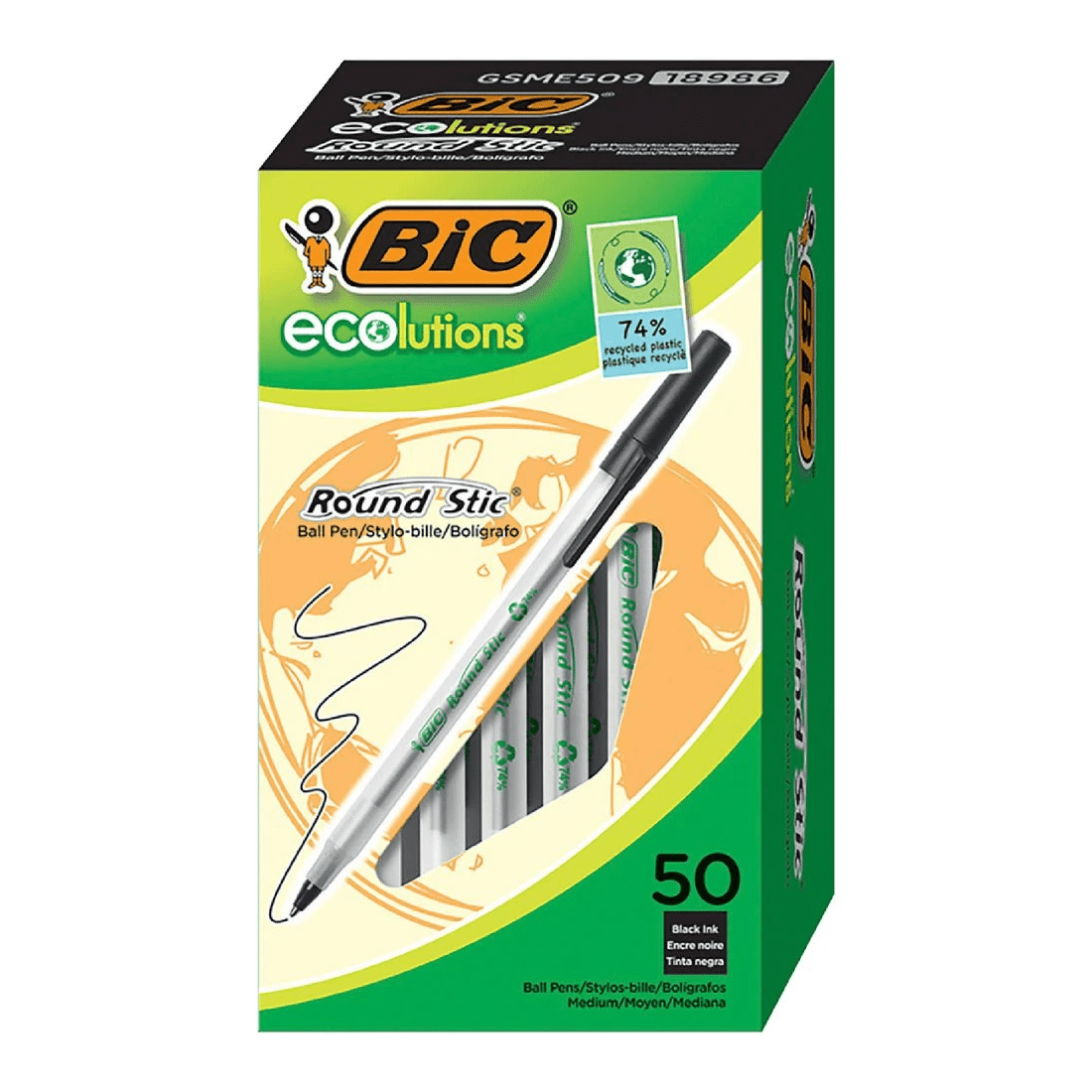 1 BIC Round Stic ECOlutions Ballpoint Pens 50 Pack Black, 1 of 5