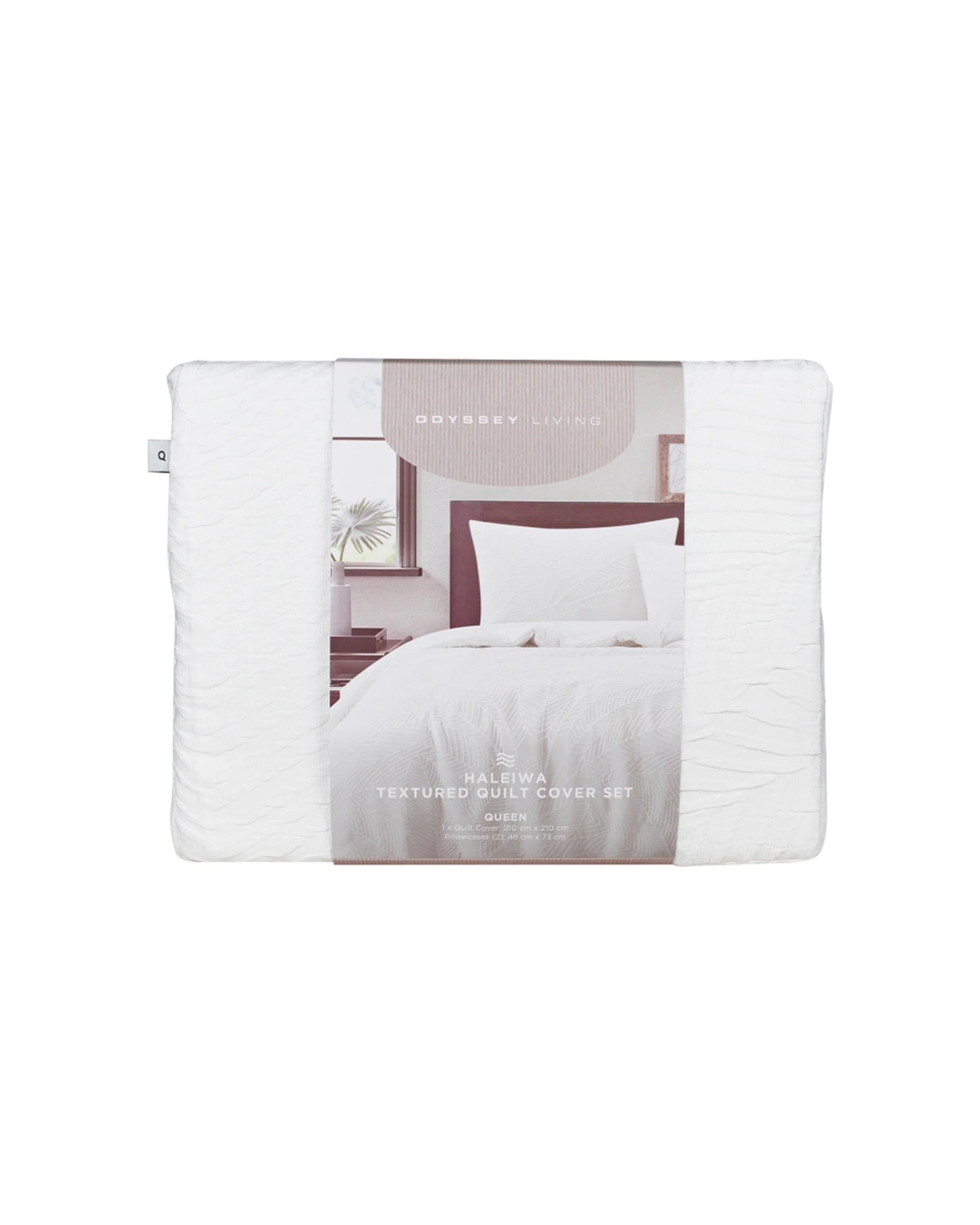 1 Odyssey Living 3pc Haleiwa Textured Quilt Cover & Pillocase Set - Queen Bed - White, 1 of 1