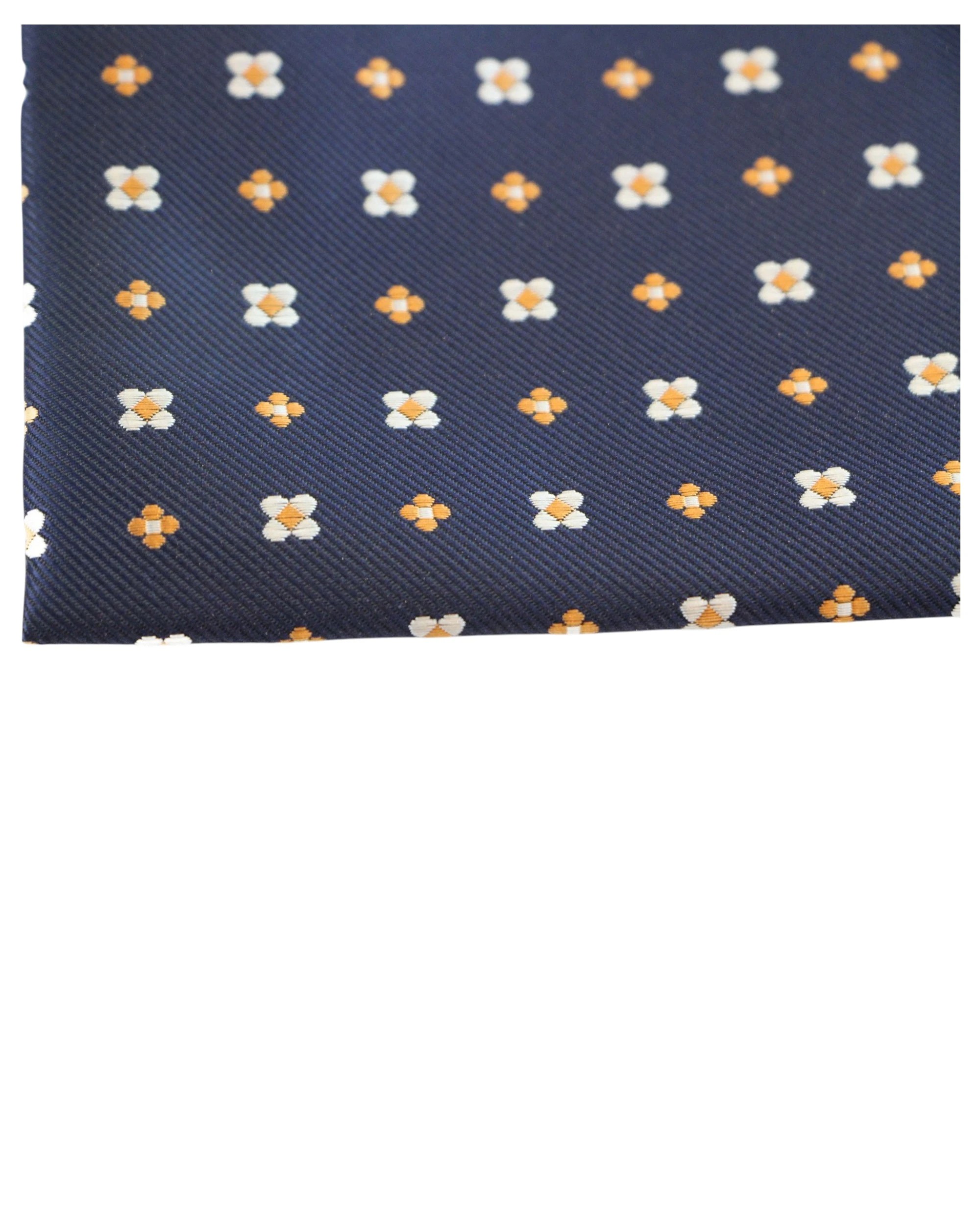 2 Zasel Mens Navy & Orange Flower Silk Pocket Square - Multi, 2 of 3