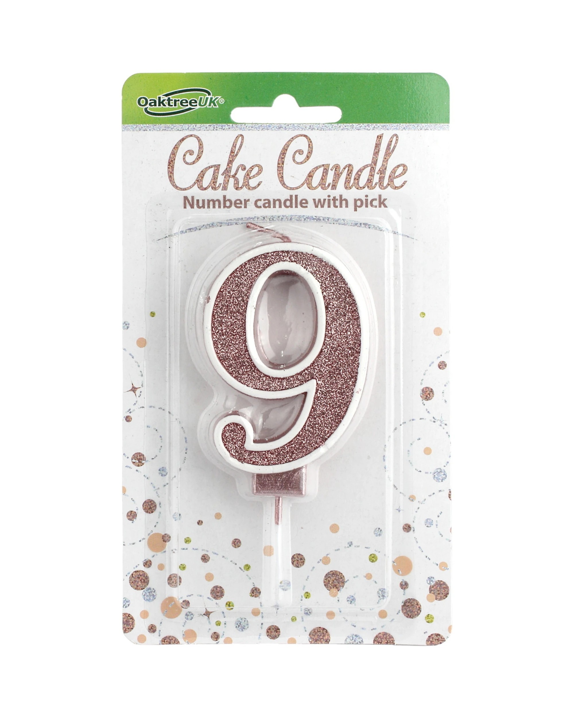 1 Alpen Sparkling Fizz Rose Glitter Number 9 Candle - Gold, 1 of 1