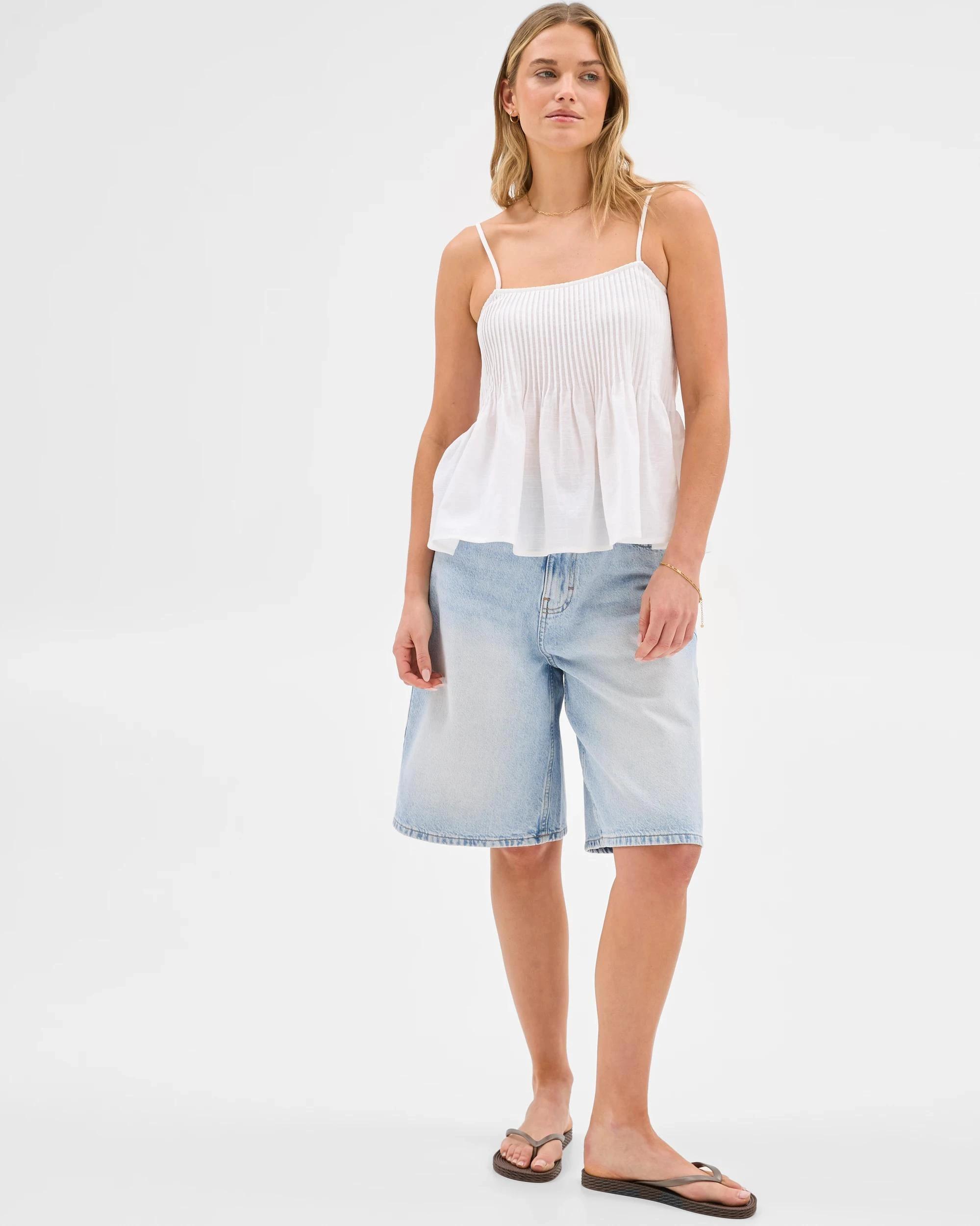 1 Lily Loves Australian Cotton Woven Pintuck Cami WHITE, 1 of 6