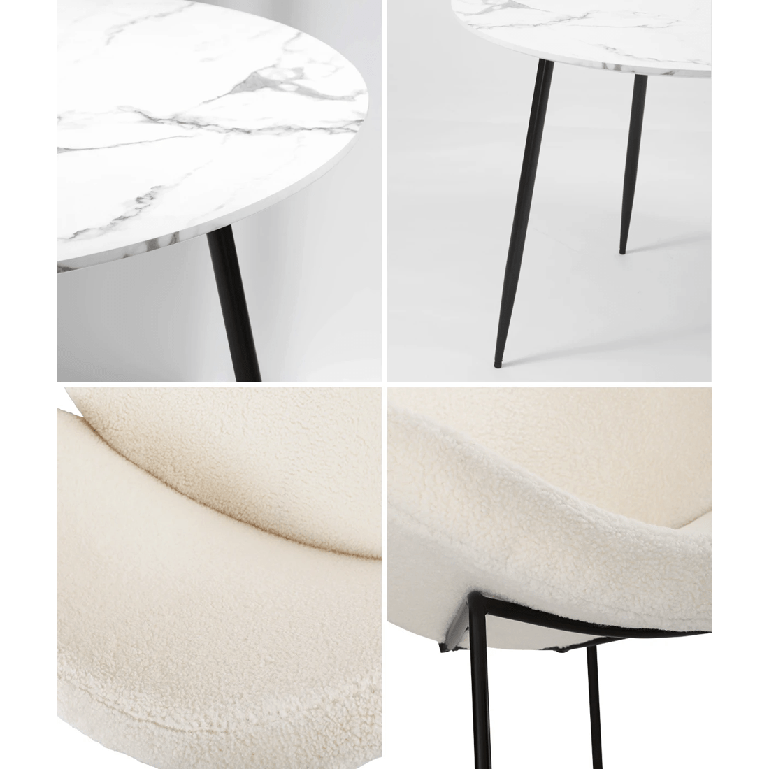 5 Oikiture 110cm Round Dining Table with 4PCS Dining Chairs Sherpa - Multi, 5 of 9