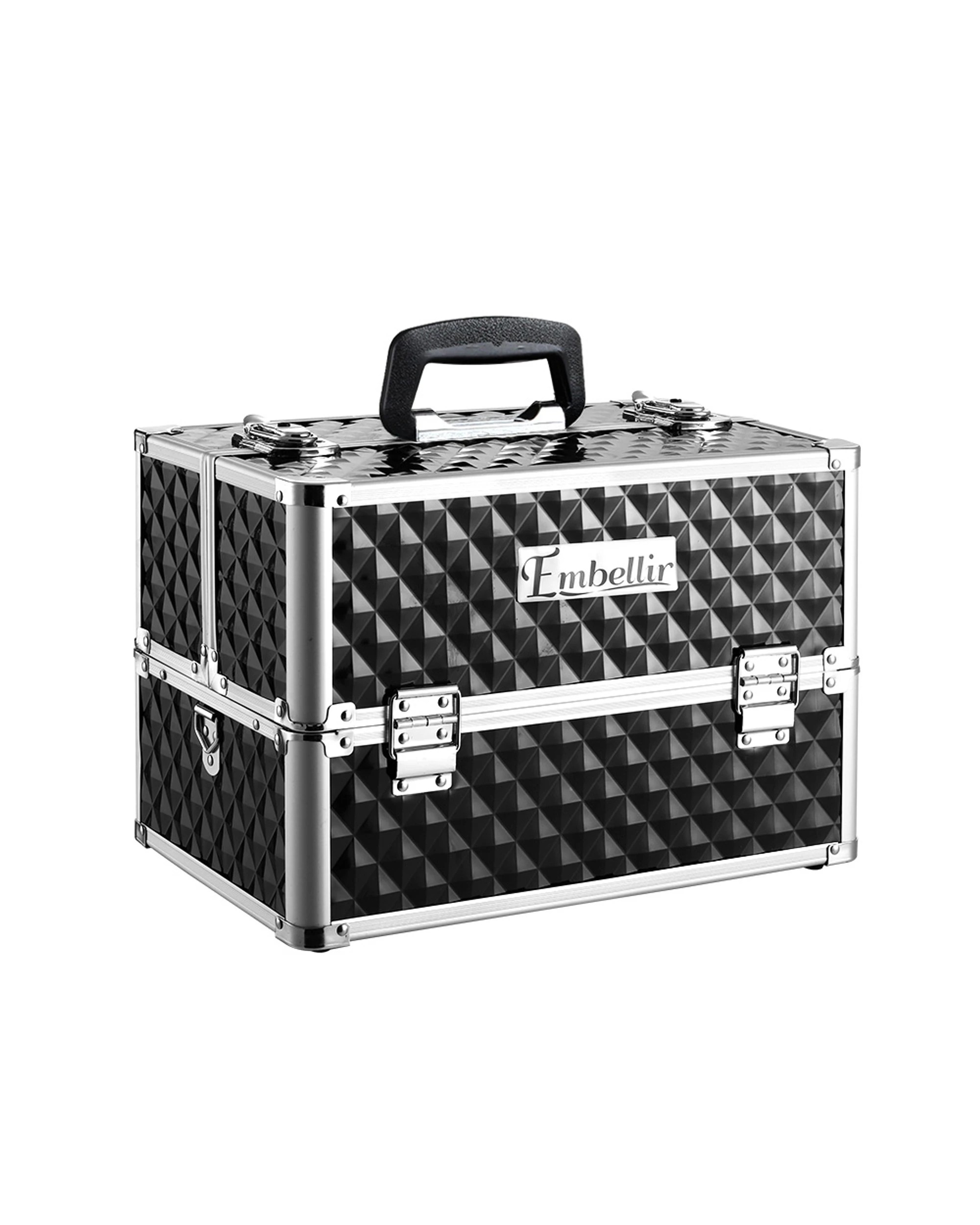 1 Embellir Beauty Case Makeup Travel Bag Organiser Cosmetic Storage Large Portable - Black, 1 of 8