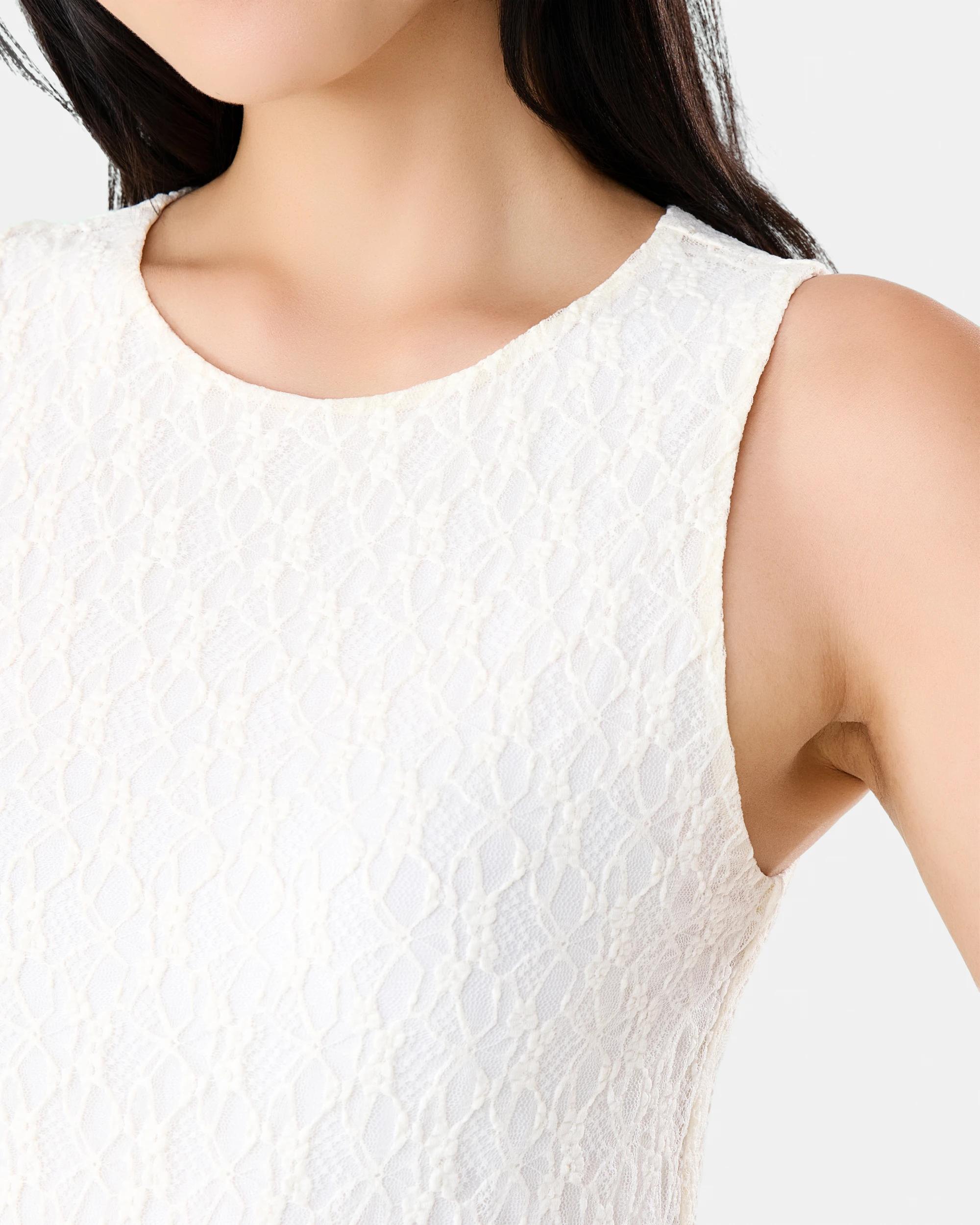 5 Sleeveless Lace Midi Dress Cld White, 5 of 7