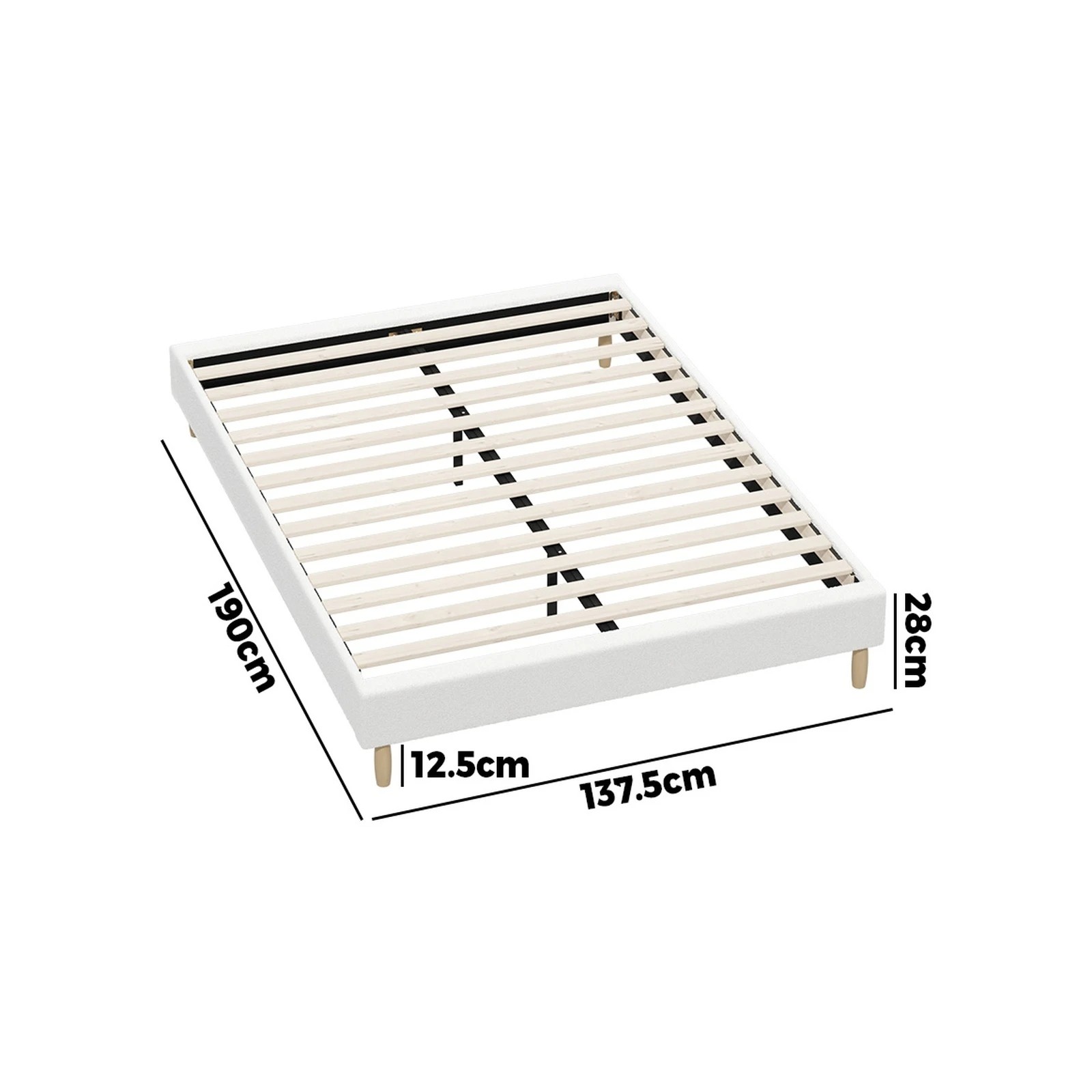 10 Oikiture Double Bed Base Boucle Bed Frame
 - White, 10 of 10
