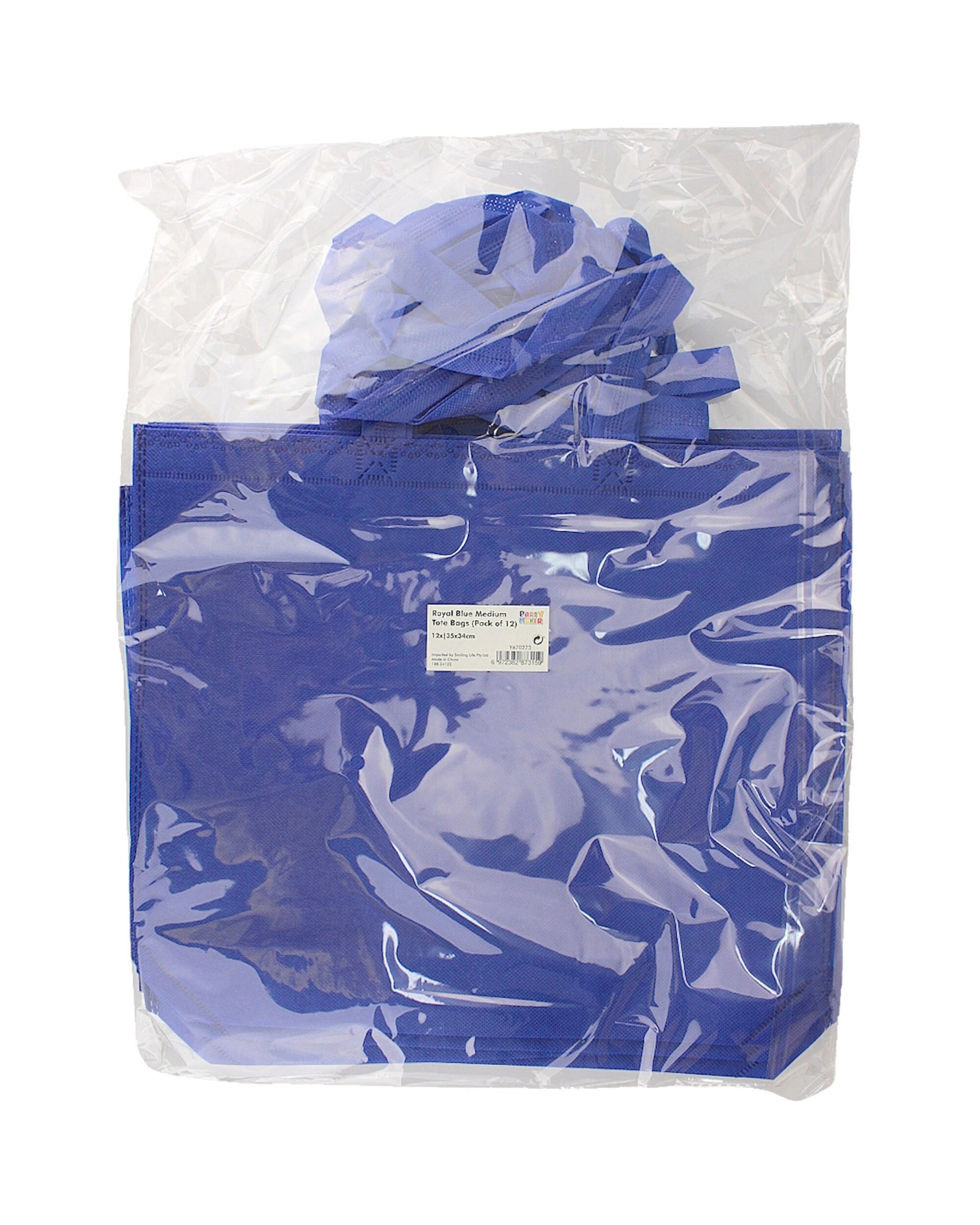 3 Party Maker Royal Tote Bags Medium Pack of 12 - Blue, 3 of 3