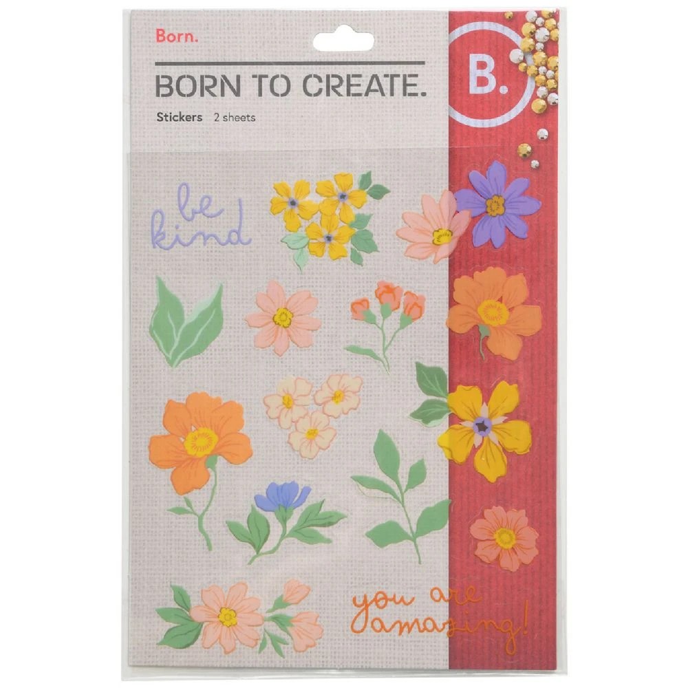 1 Born Stickers Floral Sheets 2 Pack, 1 of 2