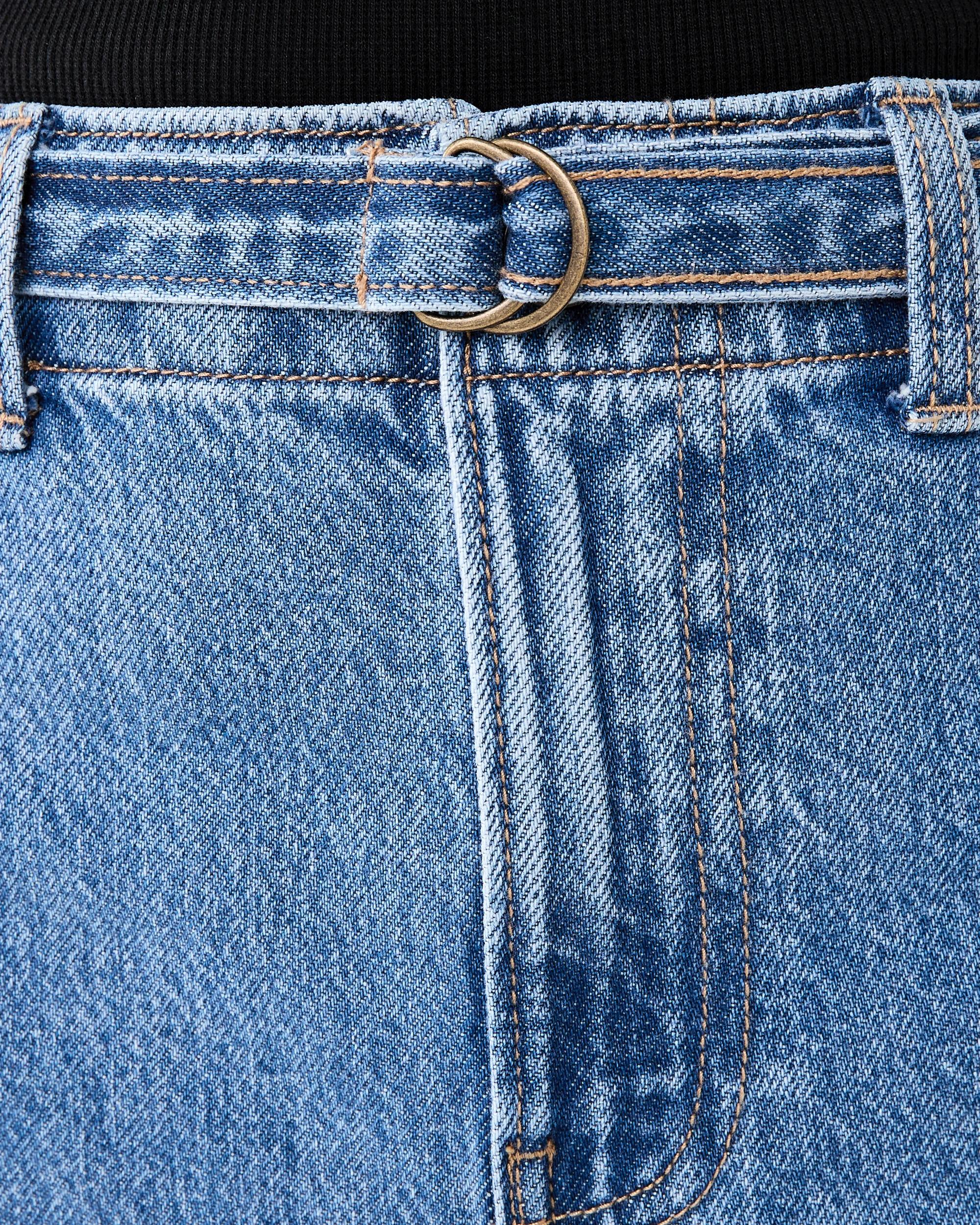 4 Seam Front Self Belt Jeans Mid Wash, 4 of 8