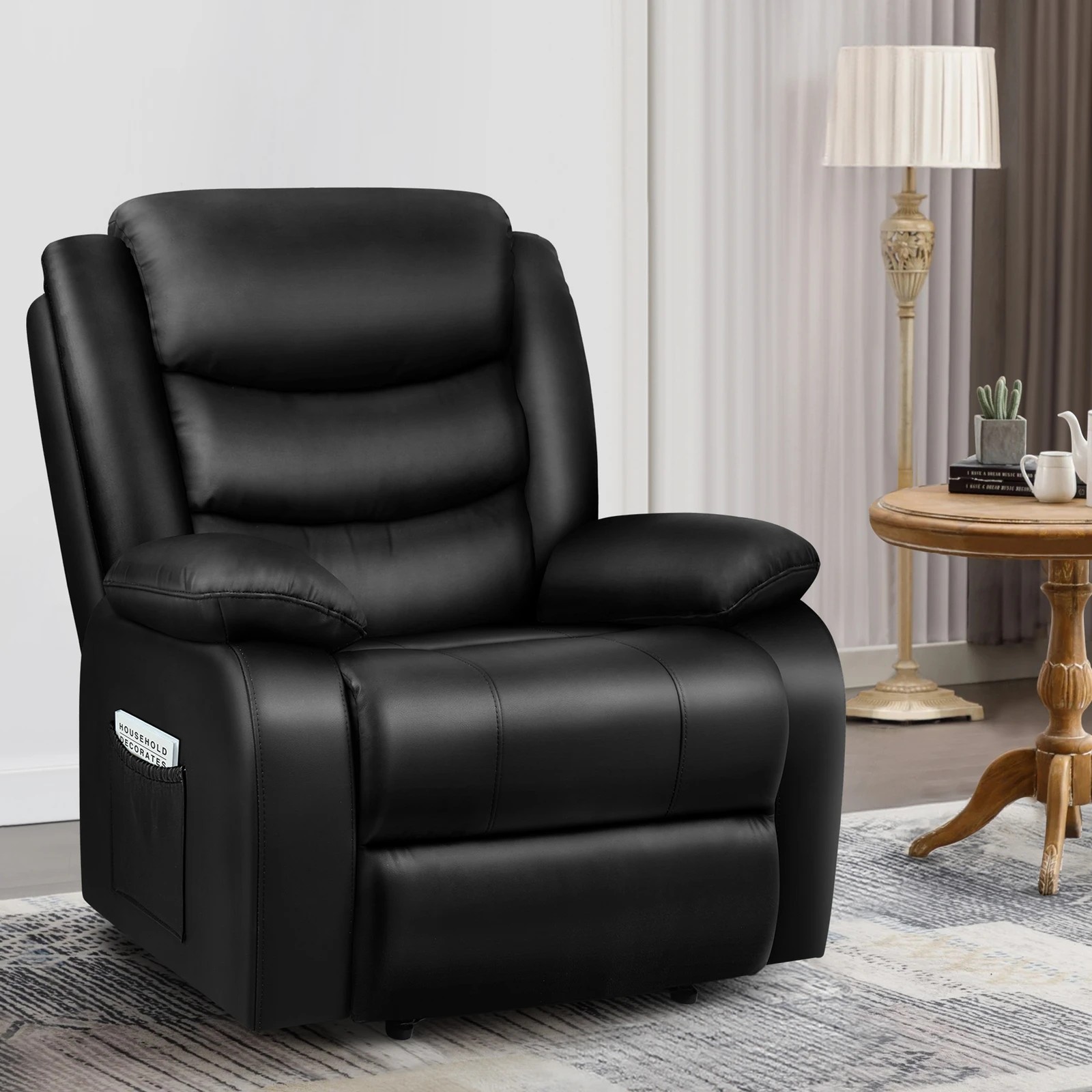 2 Alfordson Recliner Chair Leather - Black, 2 of 10