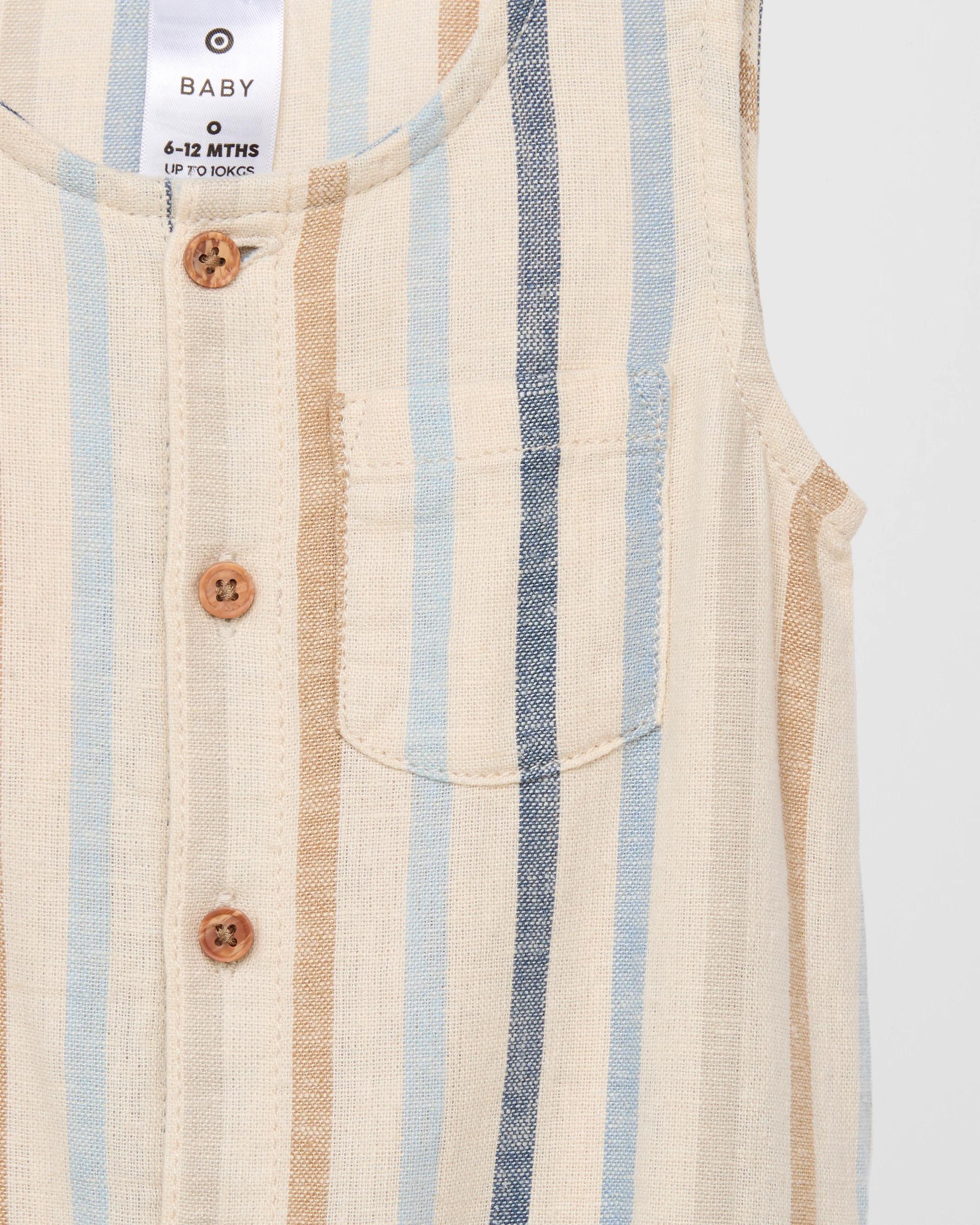 2 Target Linen Blend Baby Short Romper STRIPE, 2 of 2