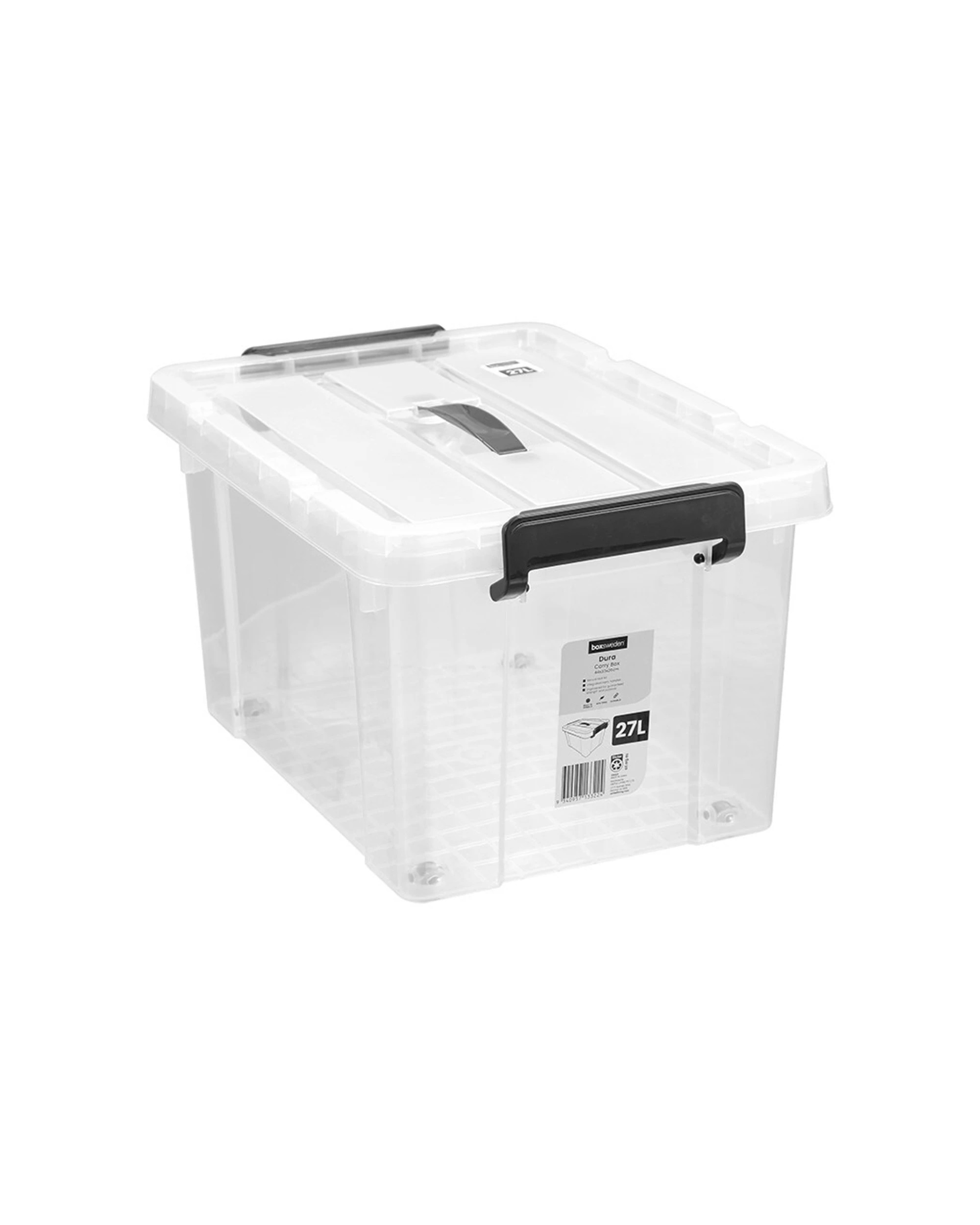 1 Boxsweden Dura 27L 44cm Carry Box Storage W Lid - Locking Storage Box Wheels
 - plain, 1 of 5